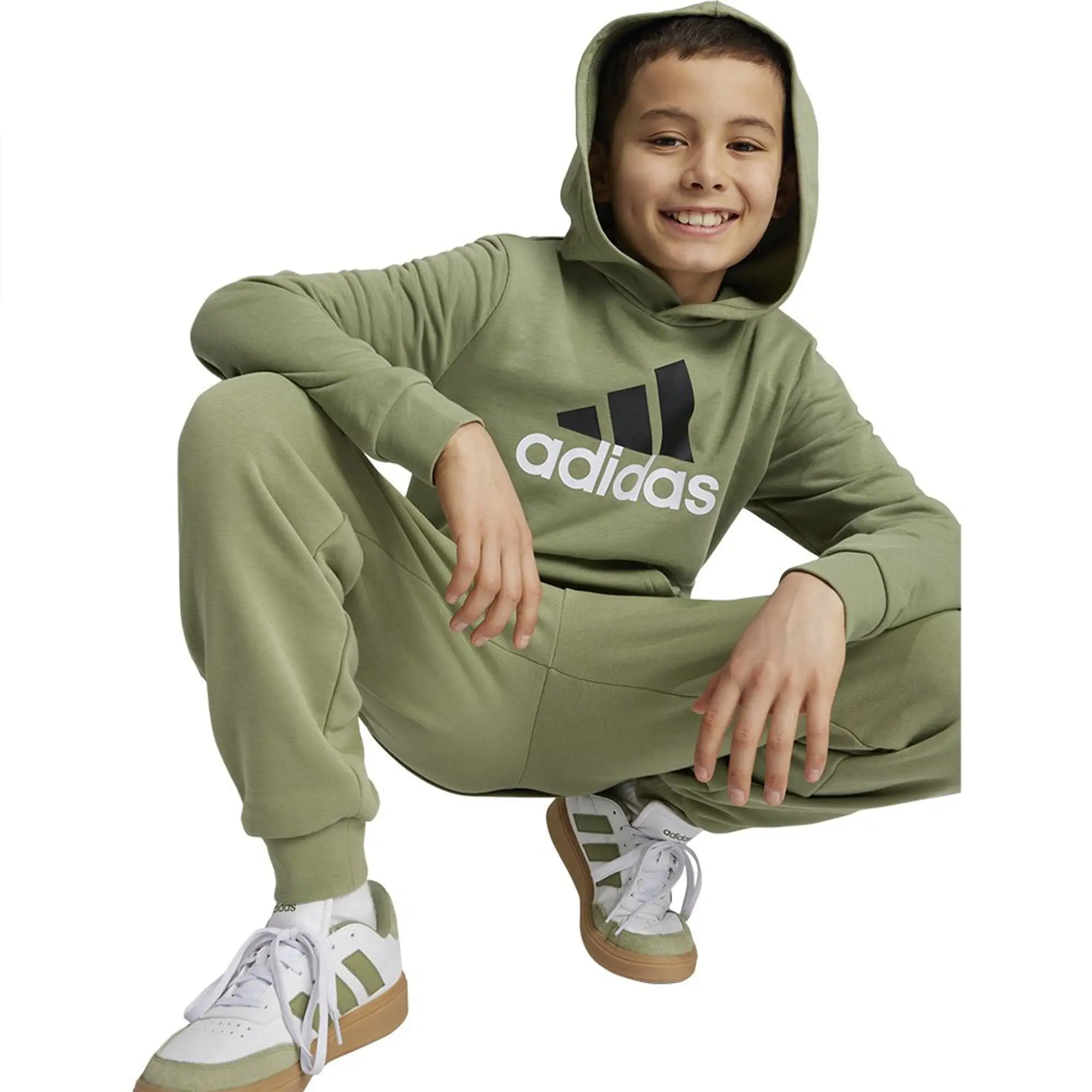 adidas  Essentials Two-Colored Big Logo Cotton Hoodie  boys's Children's sweatshirt in Green
