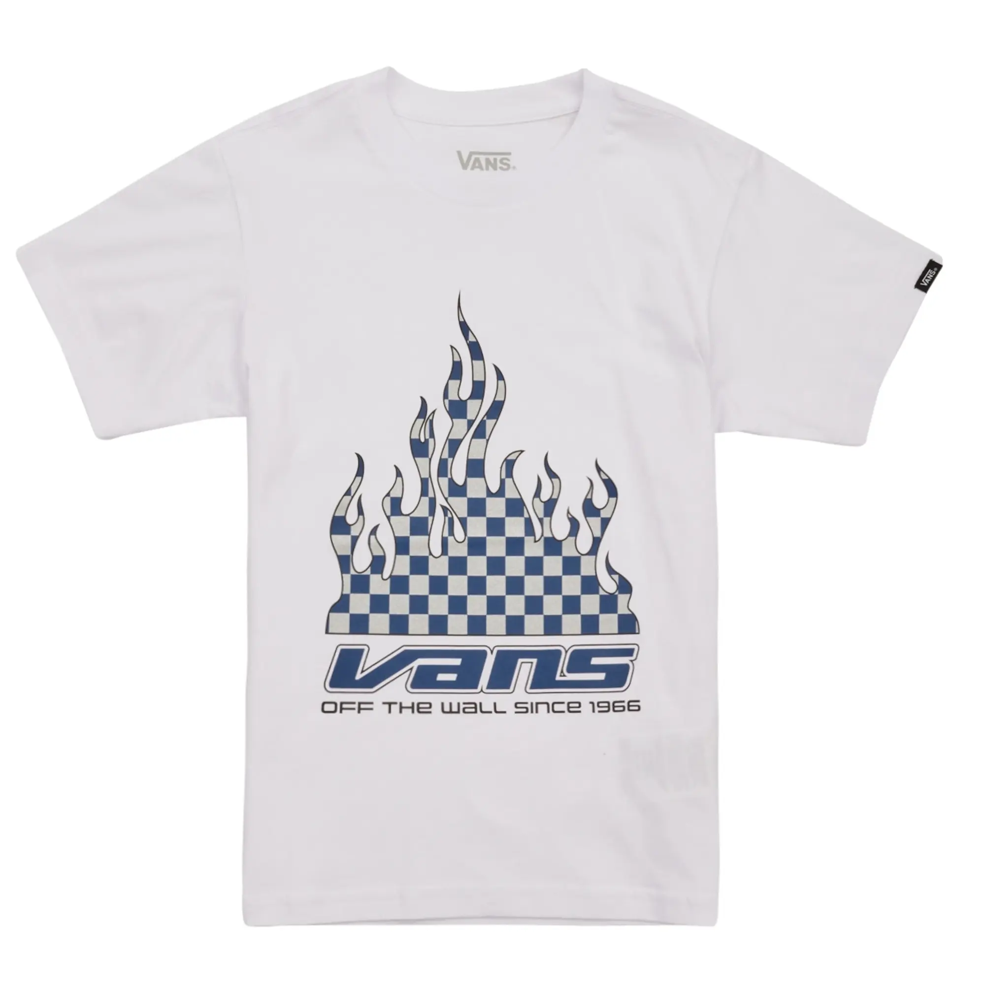 Vans  REFLECTIVE CHECKERBOARD FLAME SS  boys's Children's T shirt in White