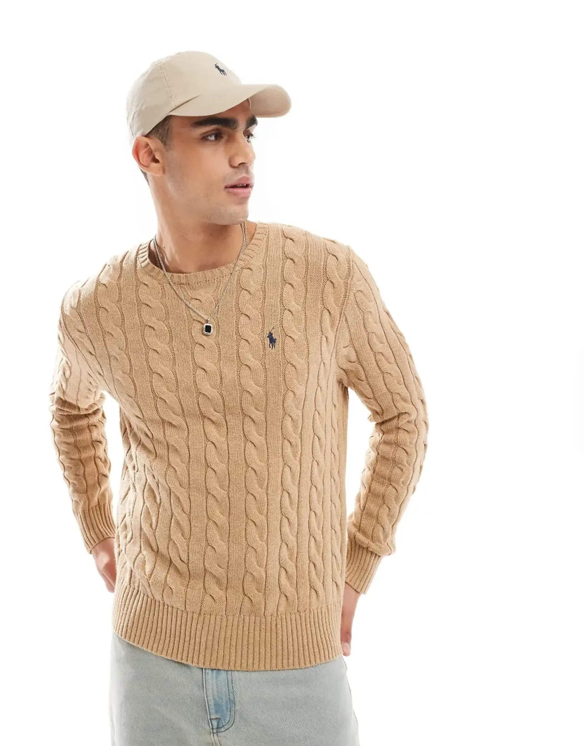 Polo Ralph Lauren  SC23-LS DRIVER CN-LONG SLEEVE-SWEATER  men's Sweater in Beige