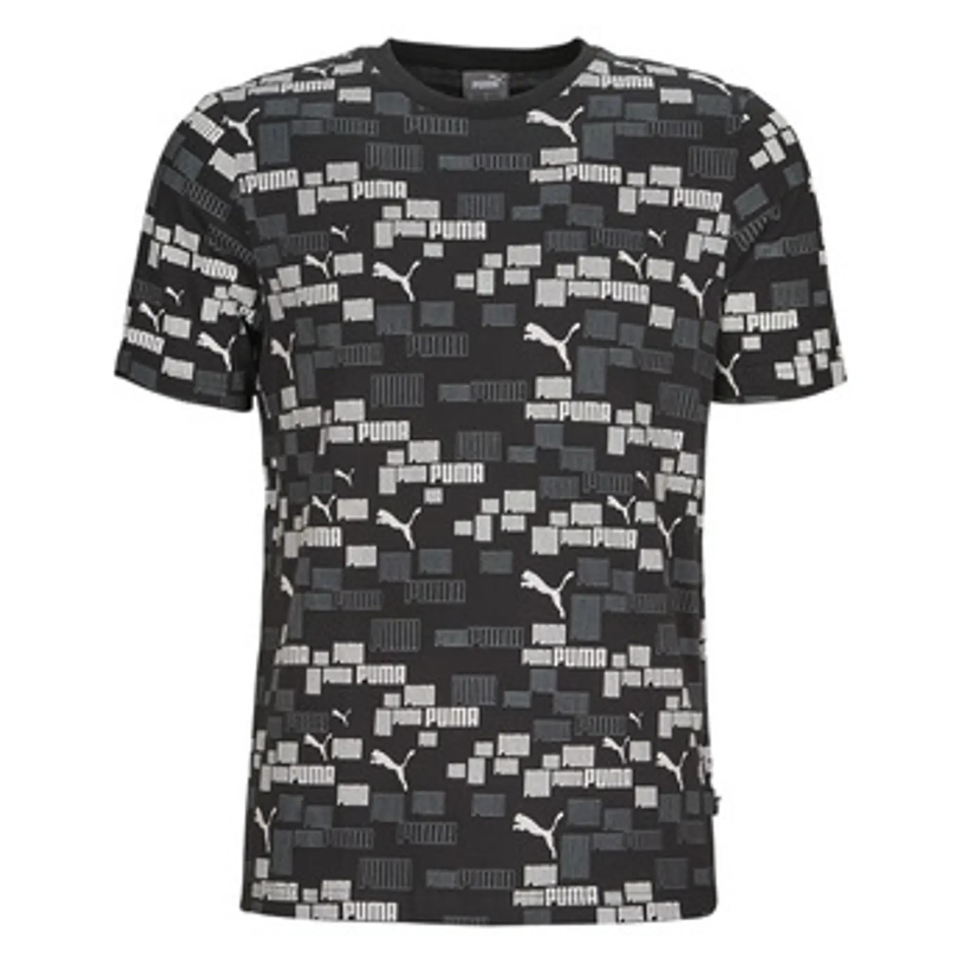 Puma  ESS+ LOGO LAB AOP TEE  men's T shirt in Black