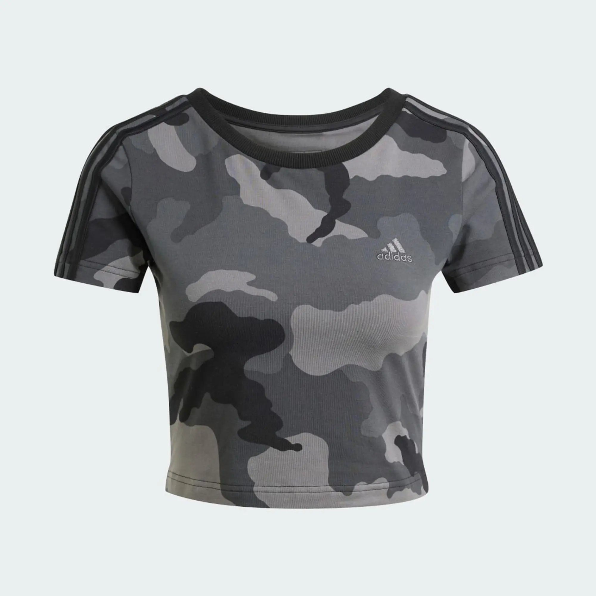 adidas  Essentials 3-Stripes Camo Print Baby T-Shirt  women's T shirt in Black