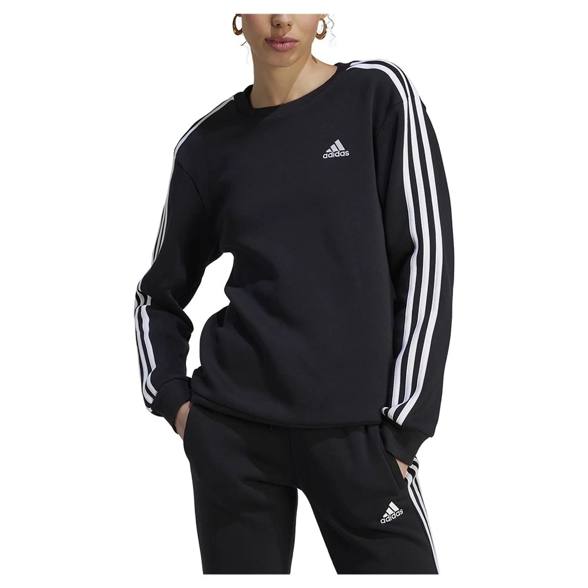 adidas  Essentials 3-Stripes Fleece Sweatshirt  women's Sweatshirt in Black