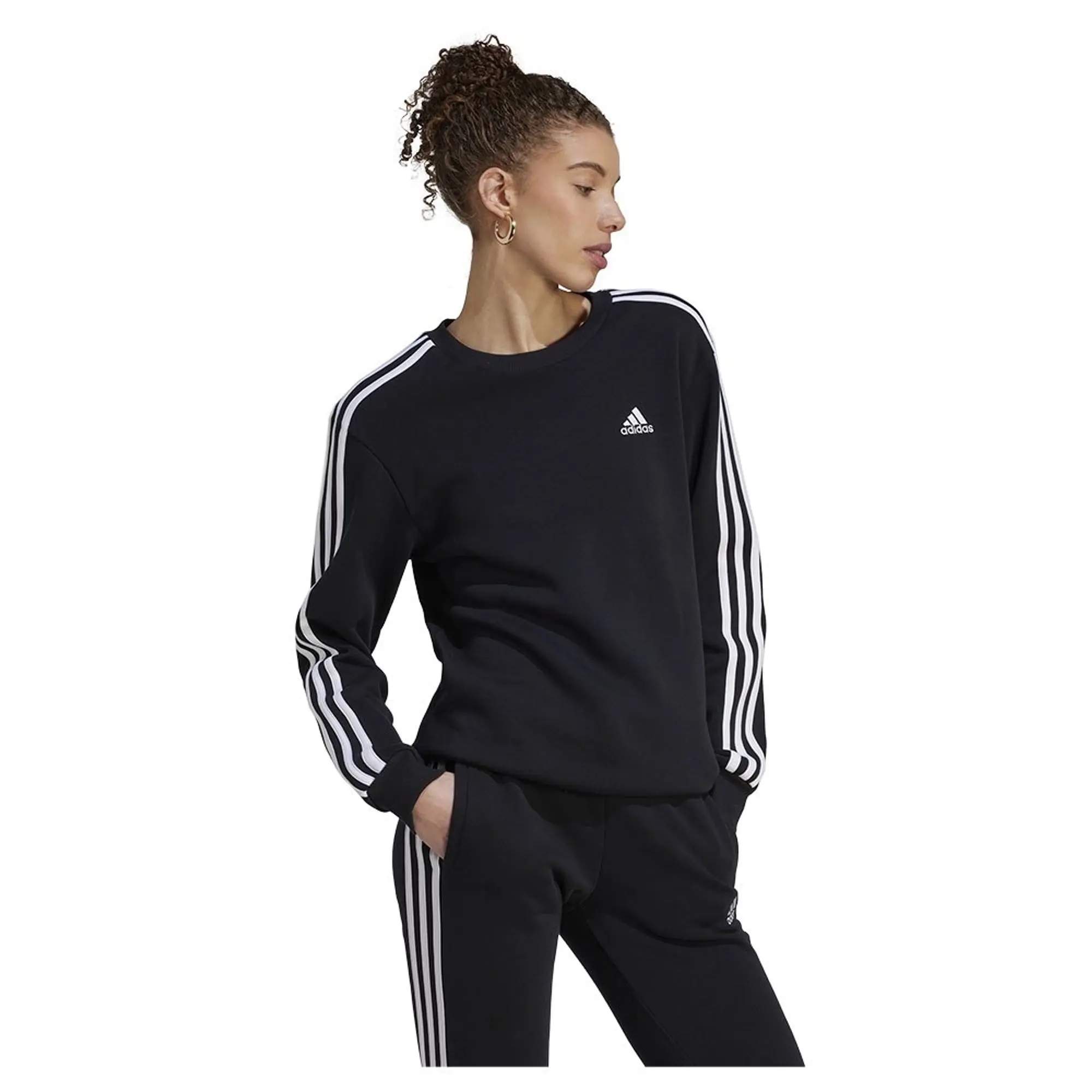 adidas  Essentials 3-Stripes Fleece Sweatshirt  women's Sweatshirt in Black