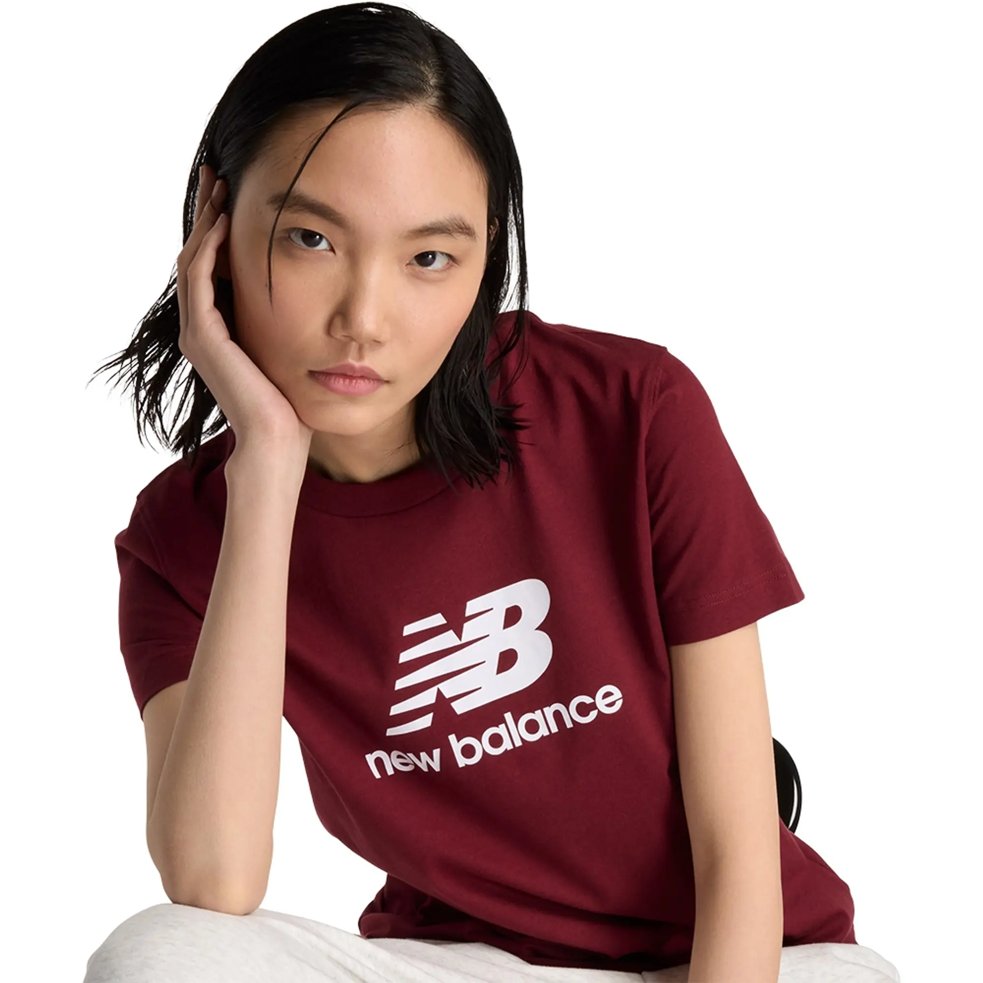 New Balance  LOGO JERSEY TEE  women's T shirt in Pink