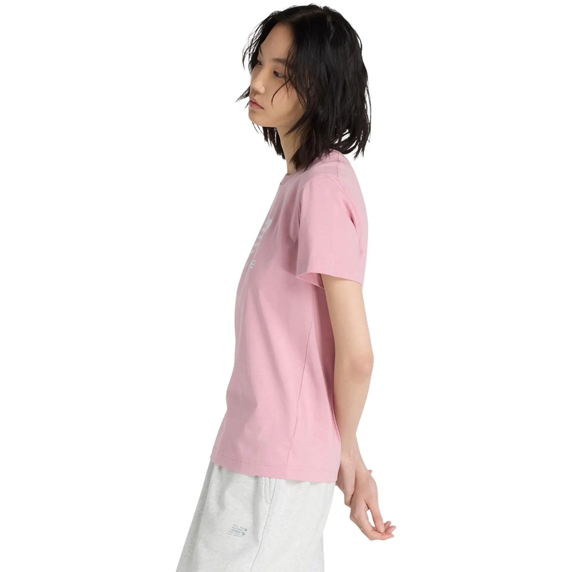 New Balance  LOGO JERSEY TEE  women's T shirt in Pink