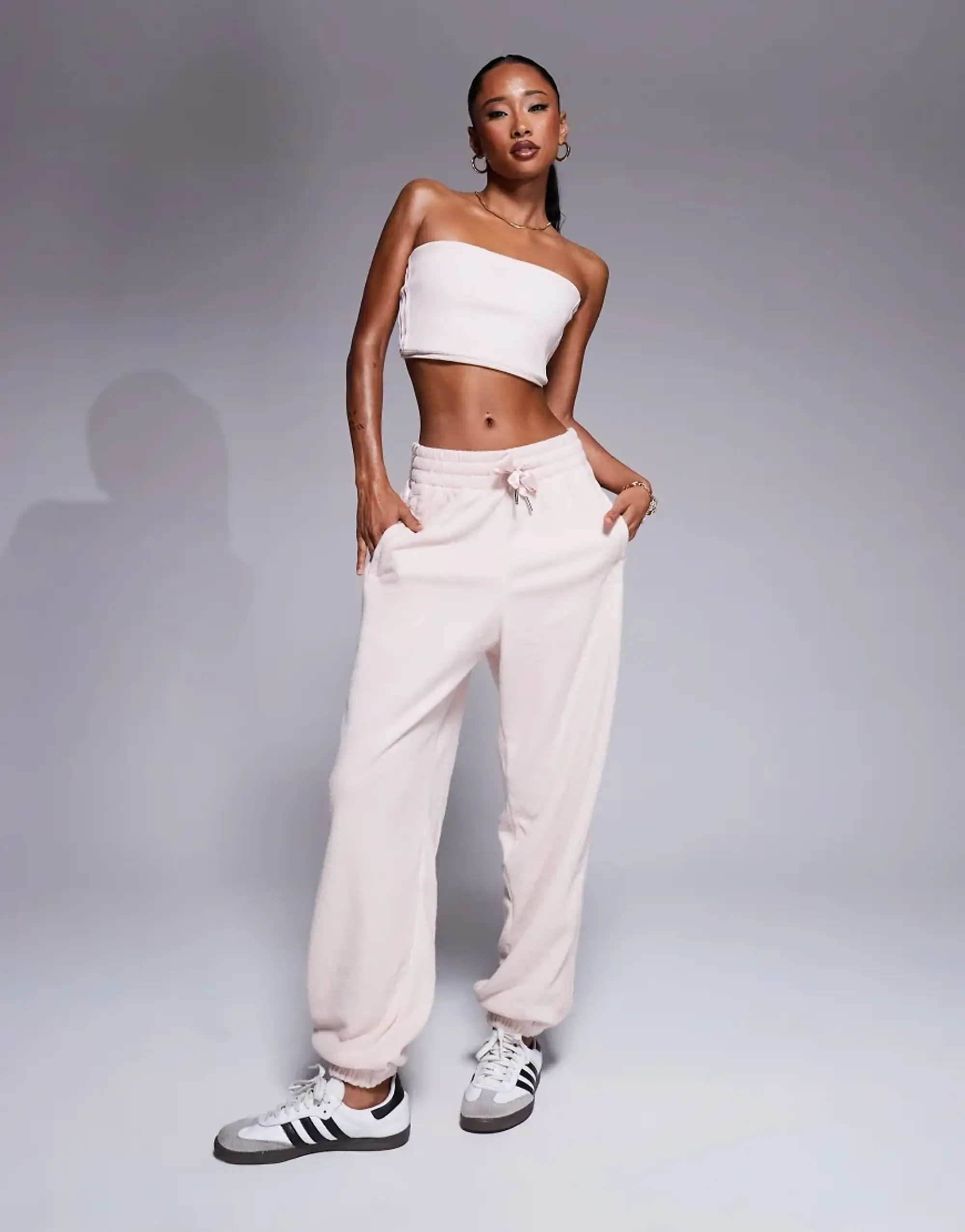 Adidas Originals Fleece Joggers Co-Ord In Soft Pint-Pink