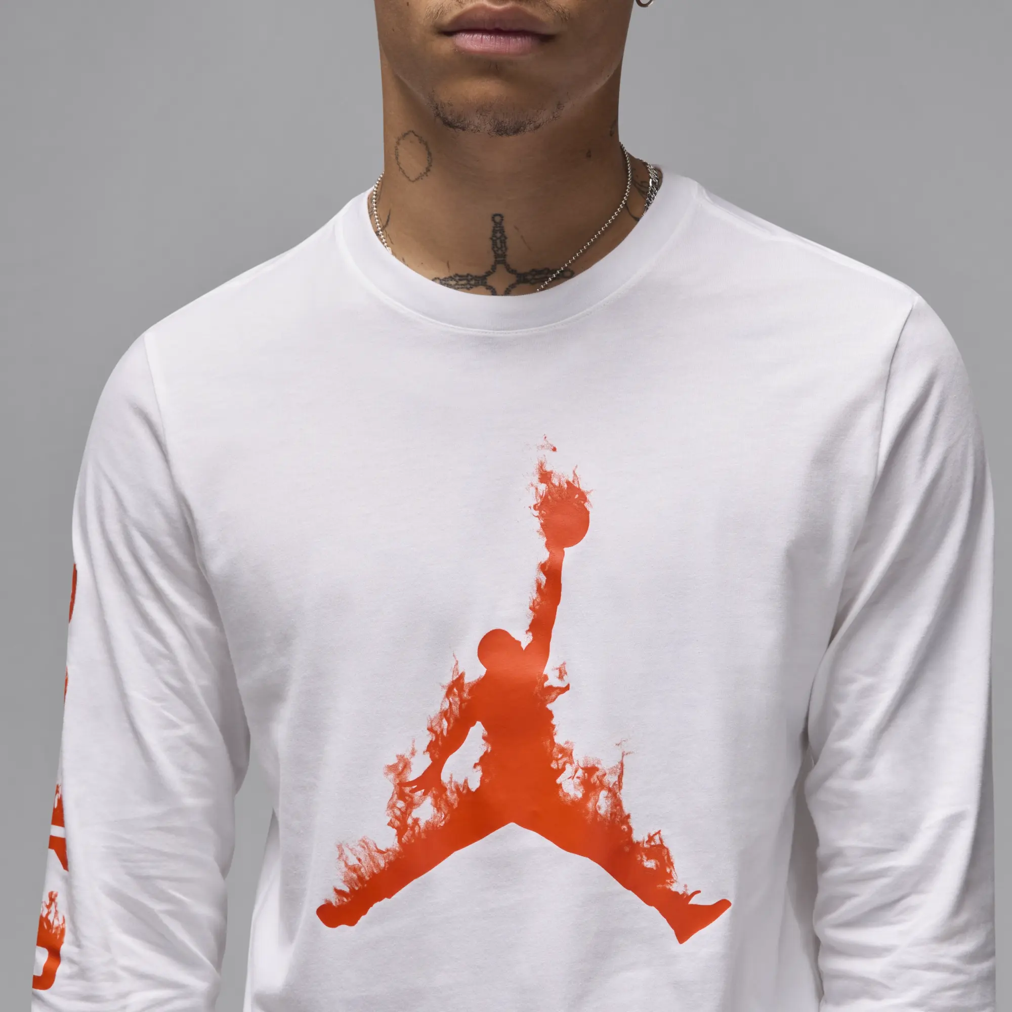 Nike Jordan Men's Long-Sleeve T-Shirt - White - Cotton