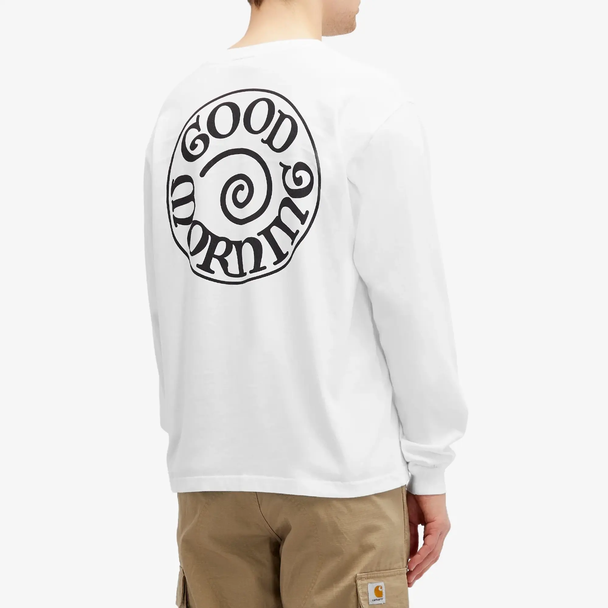 Good Morning Tapes Men's Spiral Logo Long Sleeve T-Shirt White