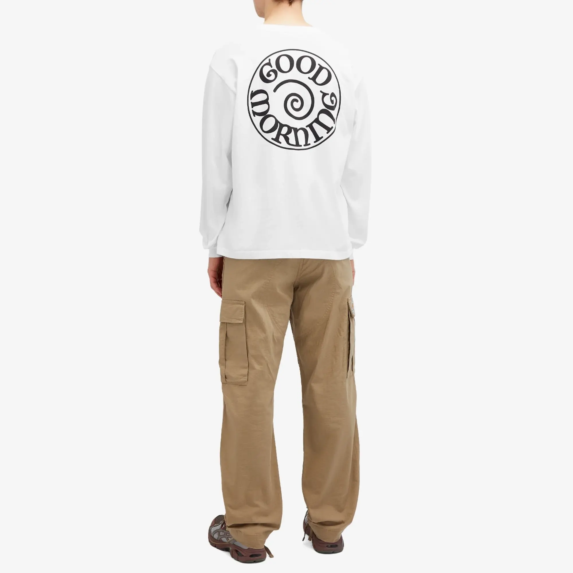 Good Morning Tapes Men's Spiral Logo Long Sleeve T-Shirt White