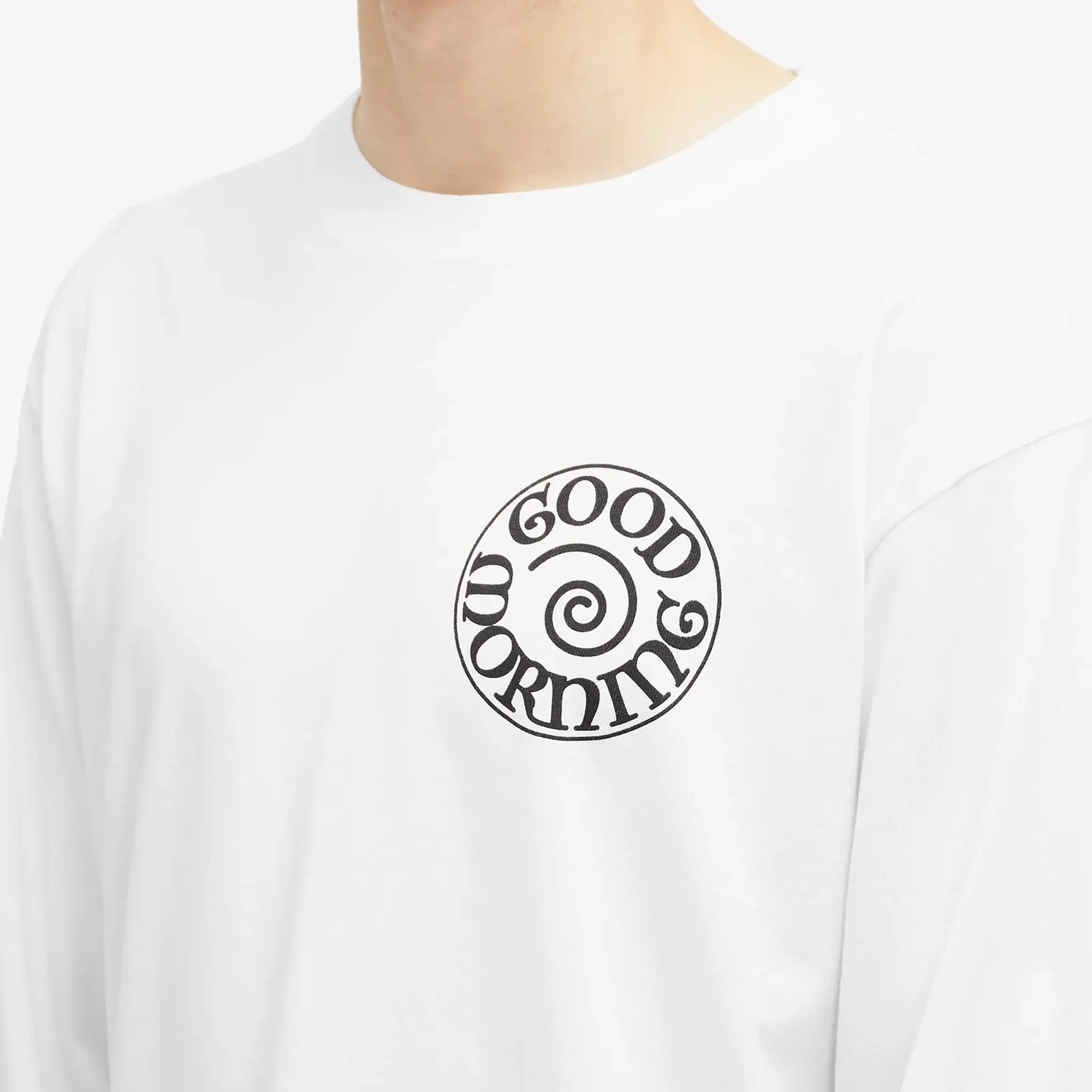 Good Morning Tapes Men's Spiral Logo Long Sleeve T-Shirt White