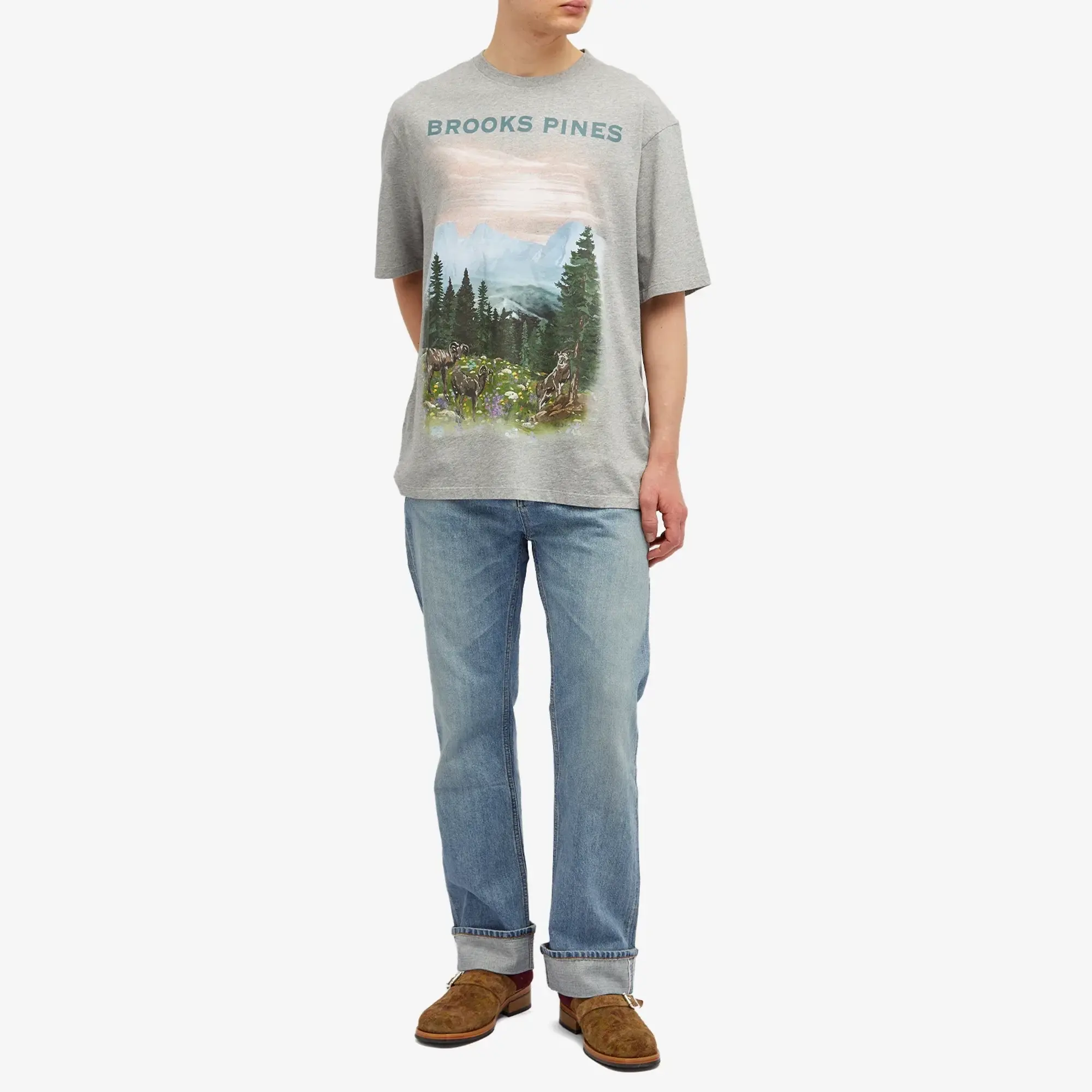 Loewe Men's Brooks Pines T-Shirt Grey Melange
