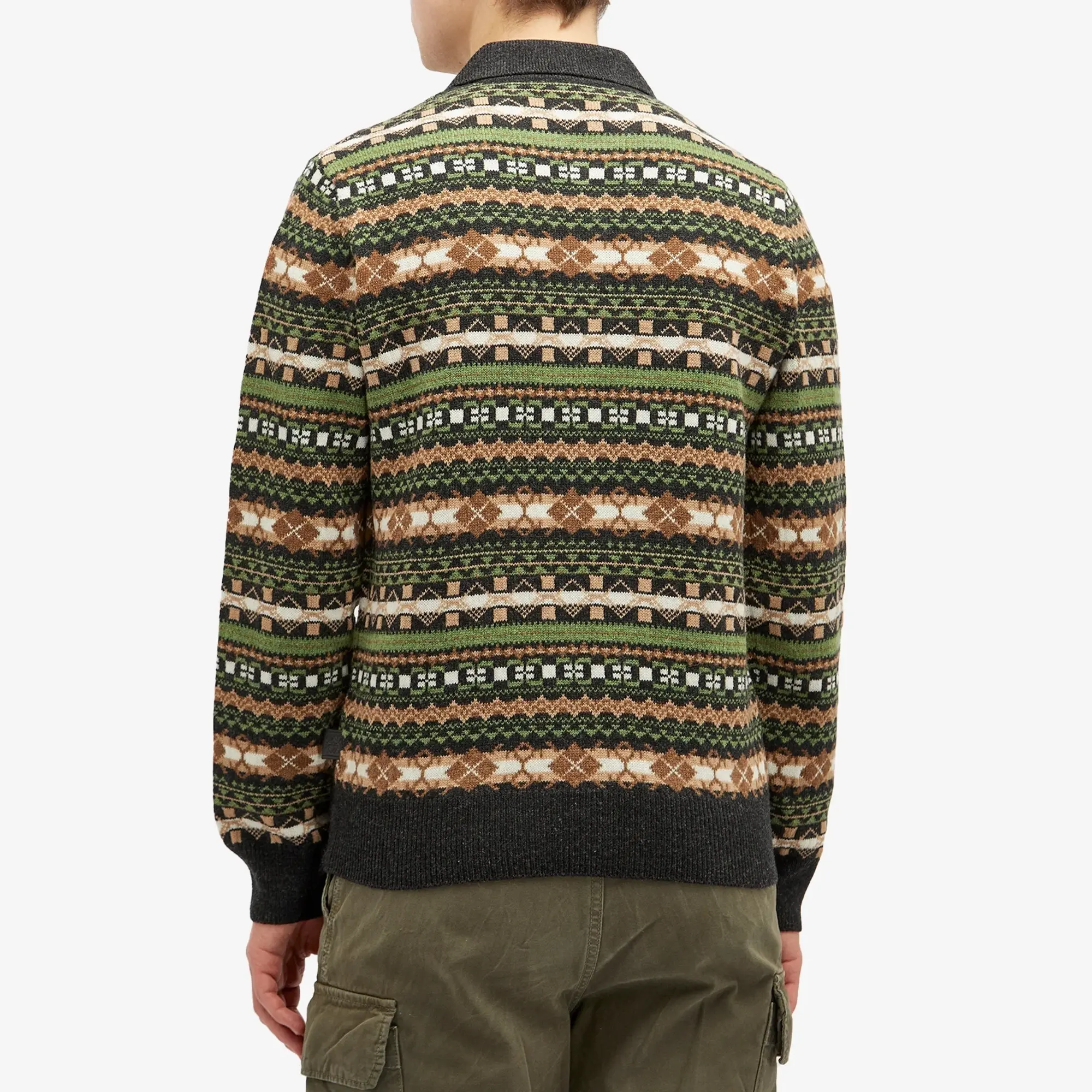 Loewe Men's Fair Isle Knit Polo Green/Multi