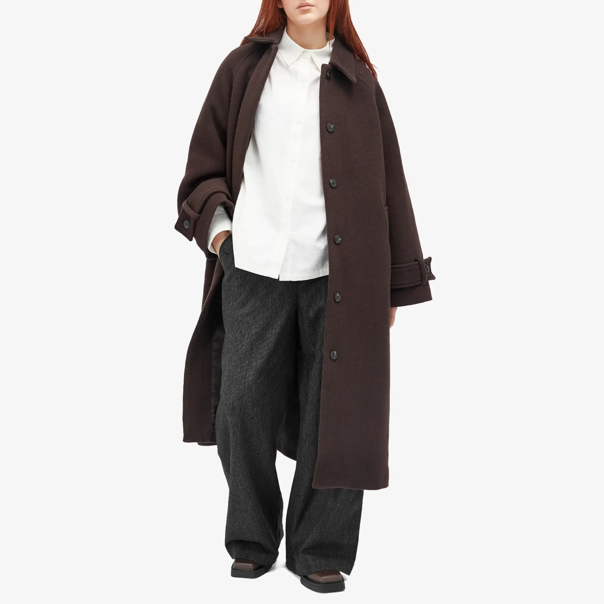 YMC Women's Miners Wool Wide Tailored Trousers Charcoal