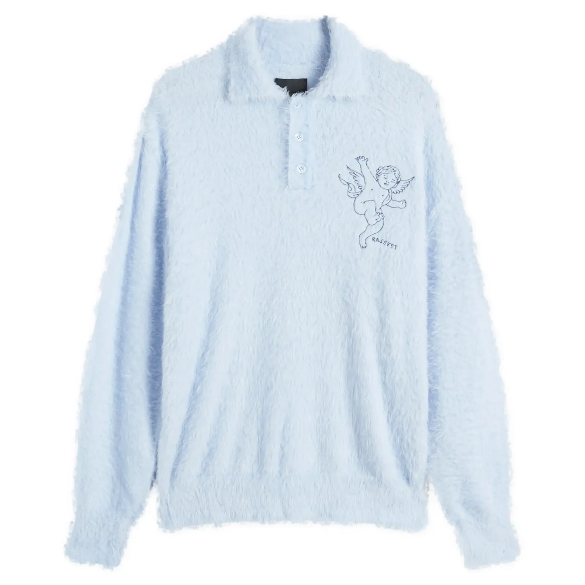 RASSVET Men's Angel Mohair Polo Knit Blue