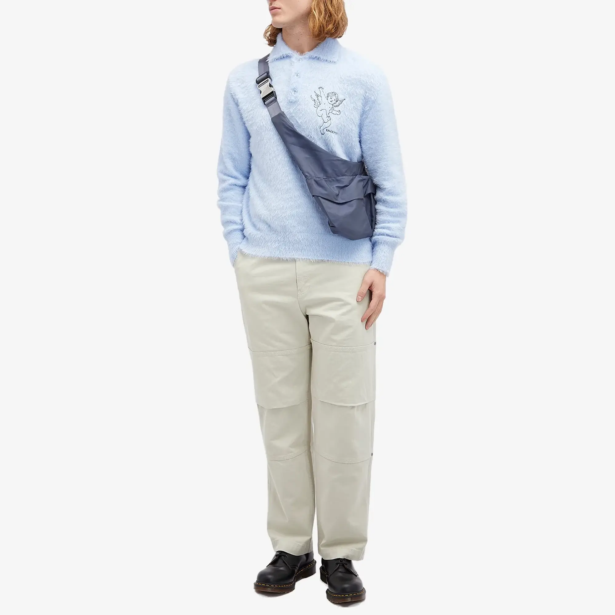 RASSVET Men's Angel Mohair Polo Knit Blue