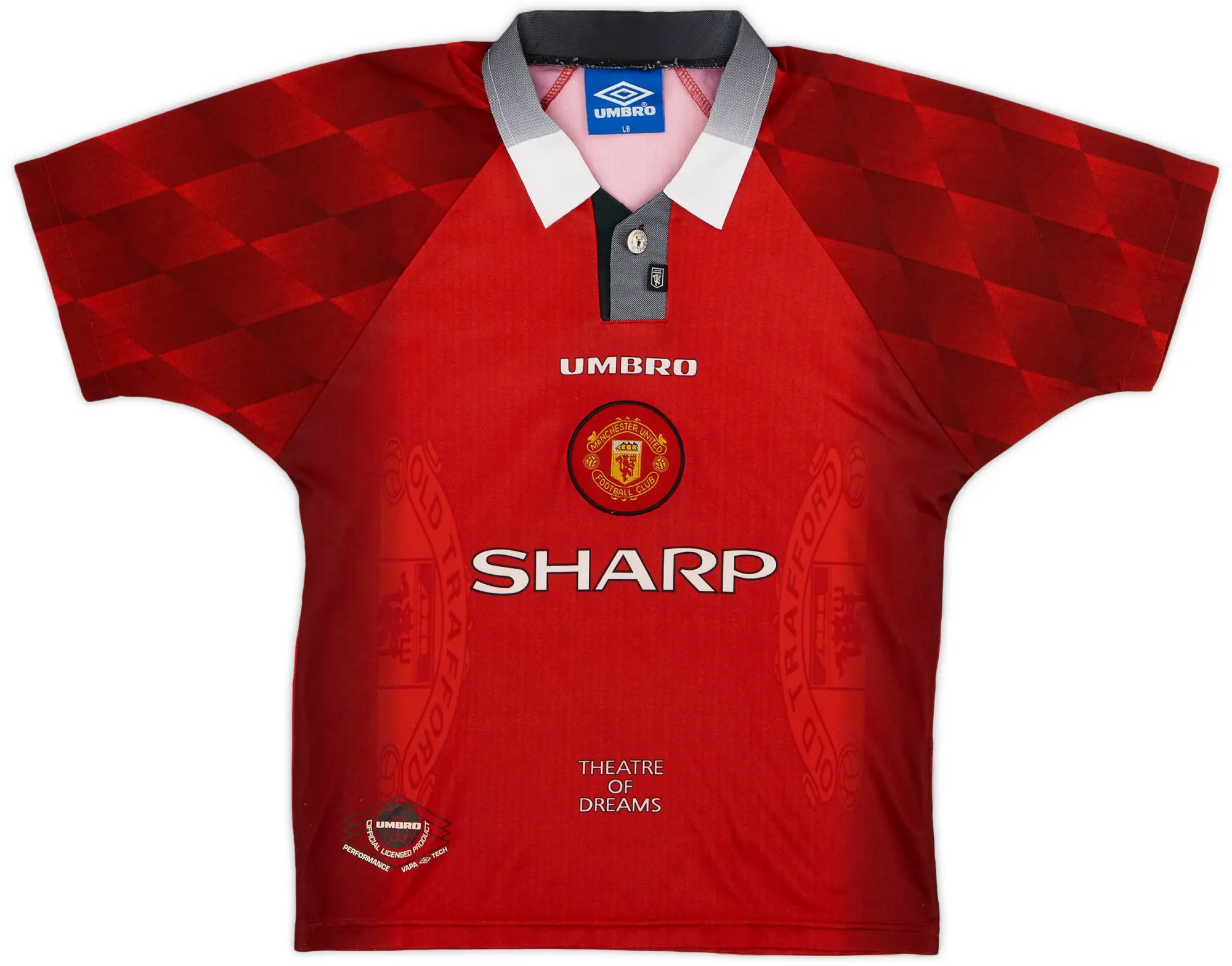 Umbro 1996-98 Manchester United Home Shirt - 8/10 - (L.Boys)