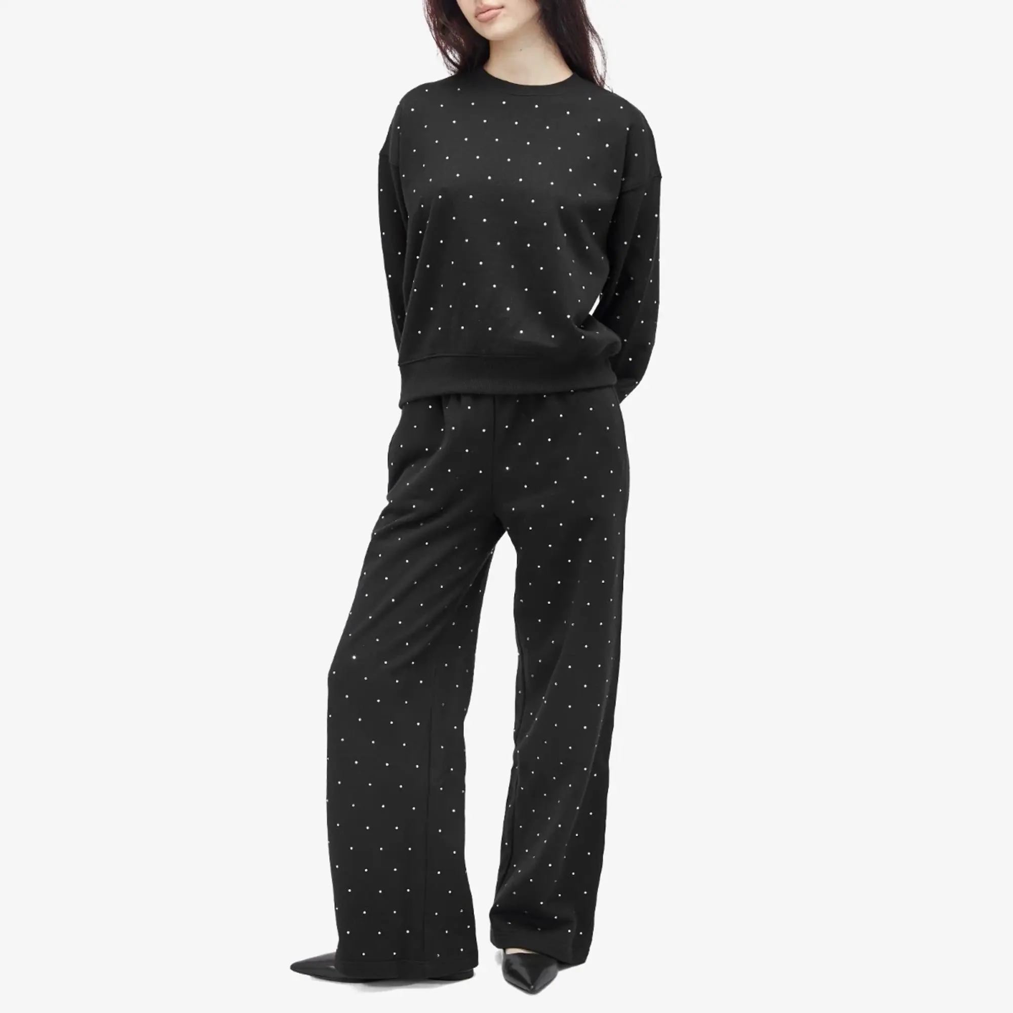 Good American Women's Crystal Wide Leg Sweatpants Black