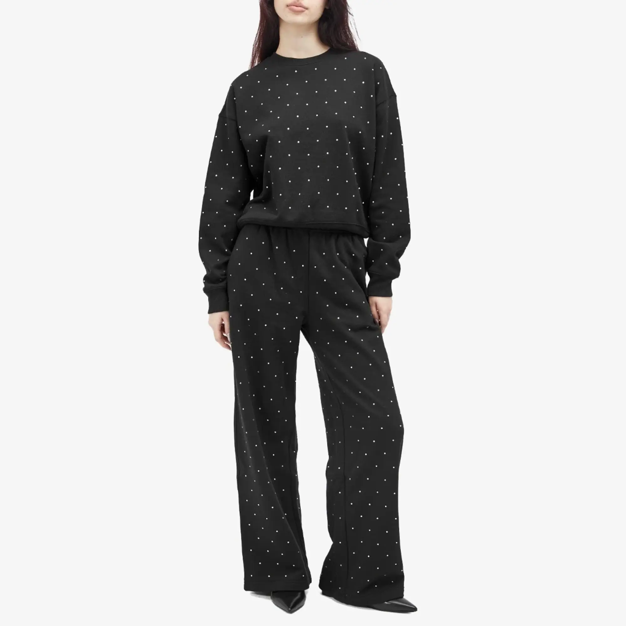 Good American Women's Crystal Crewneck Sweatshirt Black