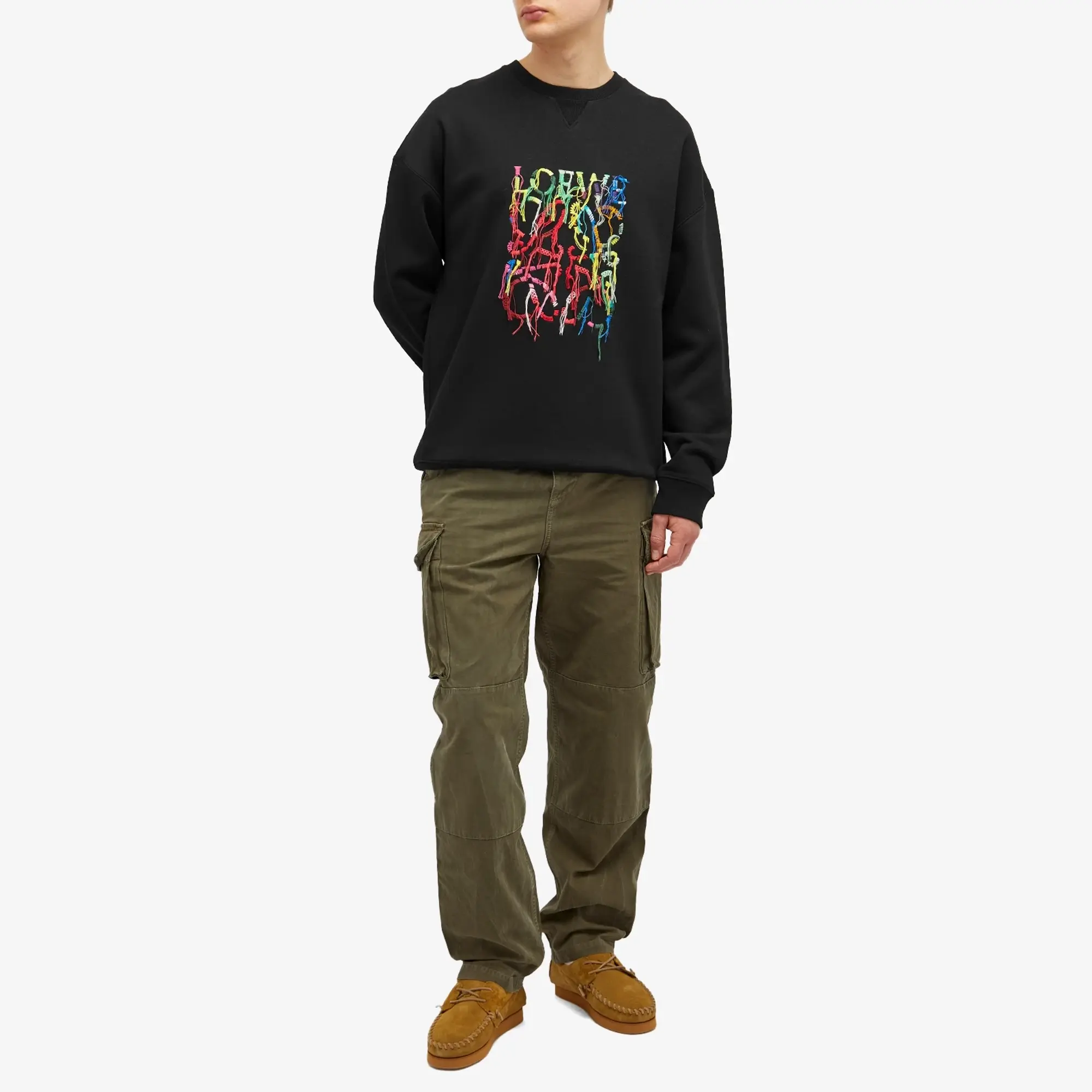 Loewe Men's Embroidered Logo Sweatshirt Black