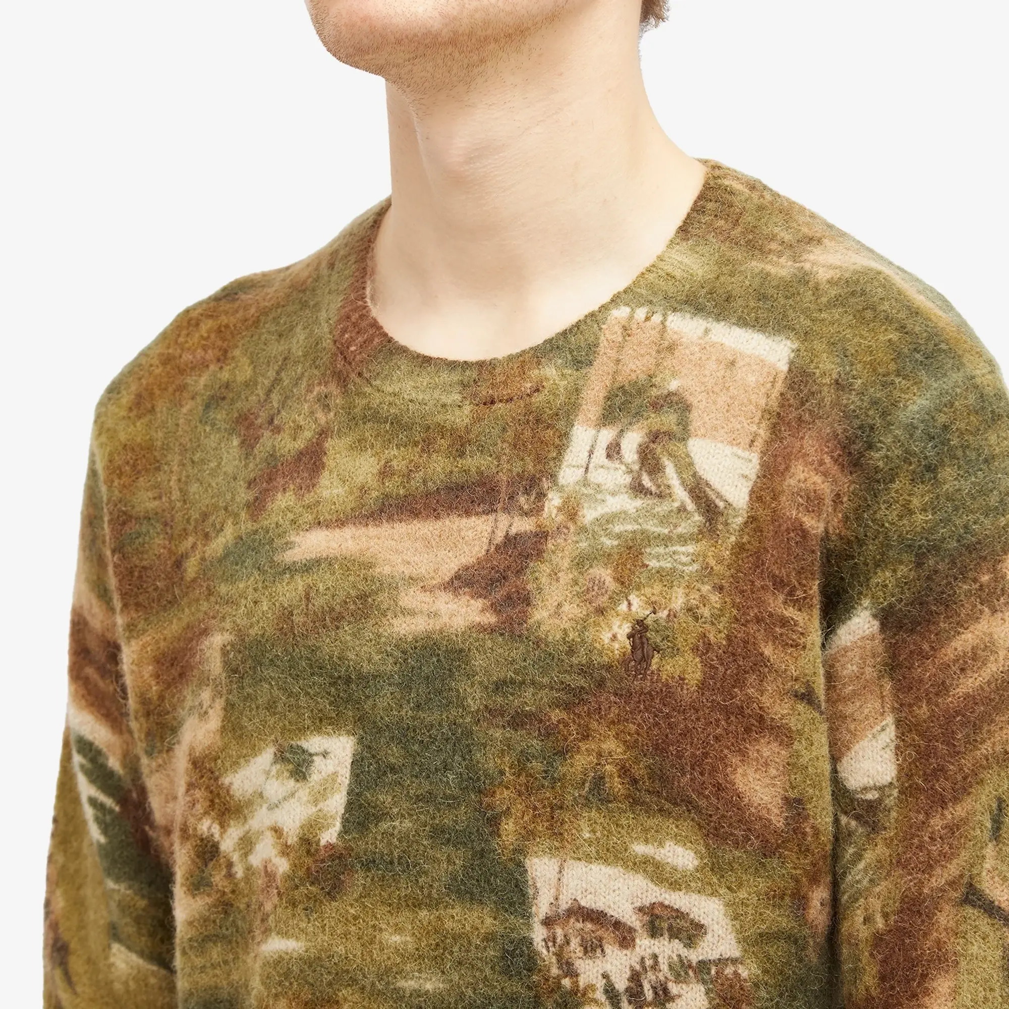 Polo Ralph Lauren Men's Ski Camo Knit Sweater Olive Combo