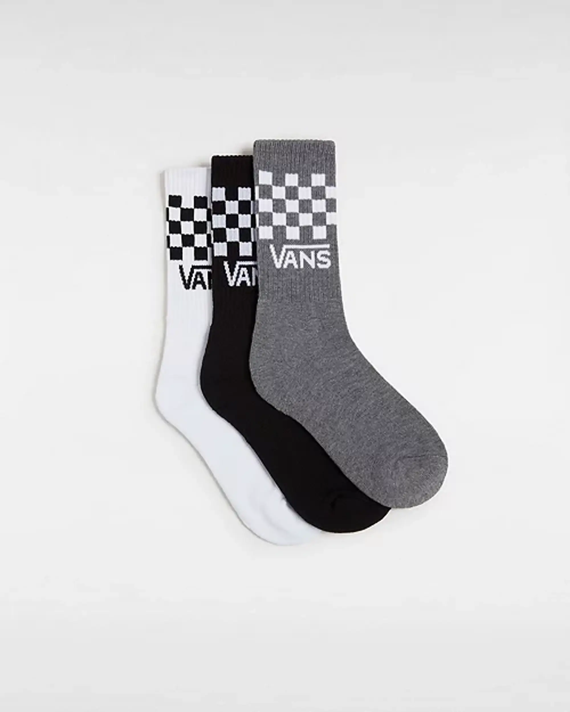 Vans Kids Drop V Classic Check Crew Socks (3 Pairs) (White/Black/Hea) Youth Multicolour