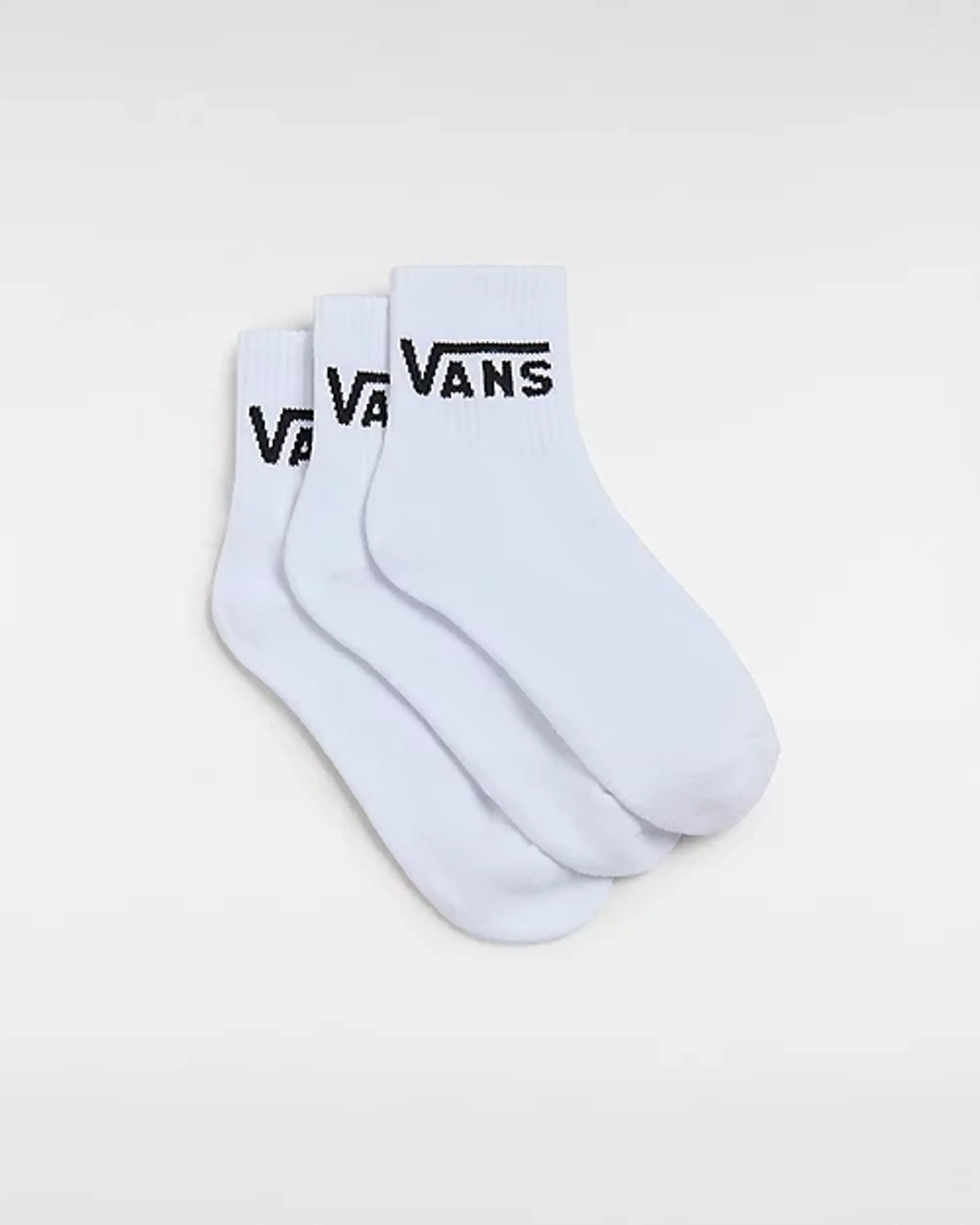 Vans Classic Half Crew Socks (3 Pair) (White) Youth White