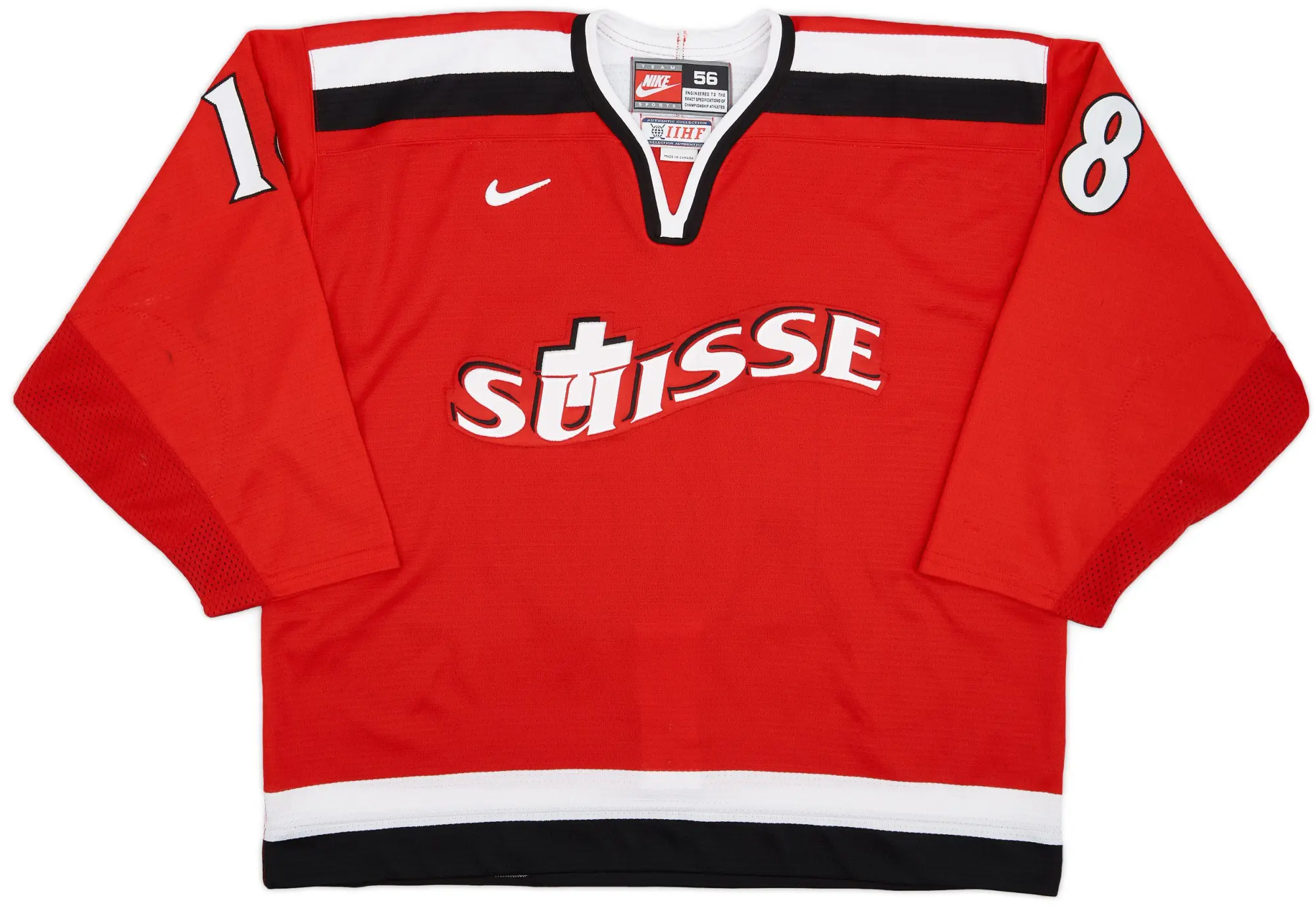 1998 Switzerland National Hockey Team #18 Nike Authentic Home Jersey - 8/10 - (XXL)