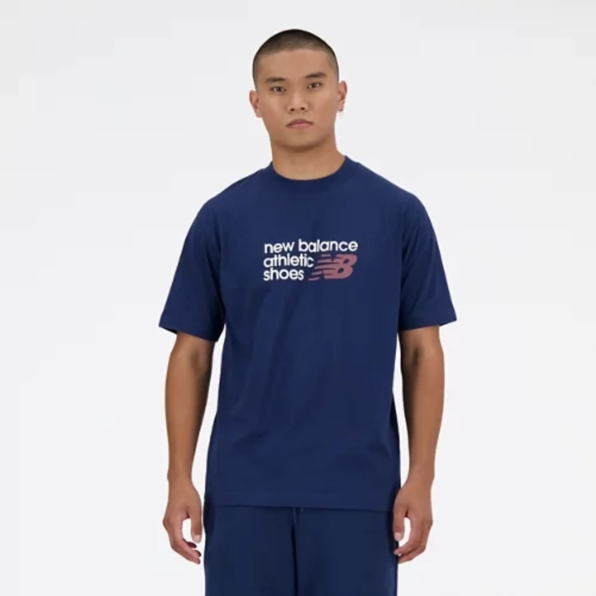 New Balance Men's Brand T-Shirt in Blue Cotton