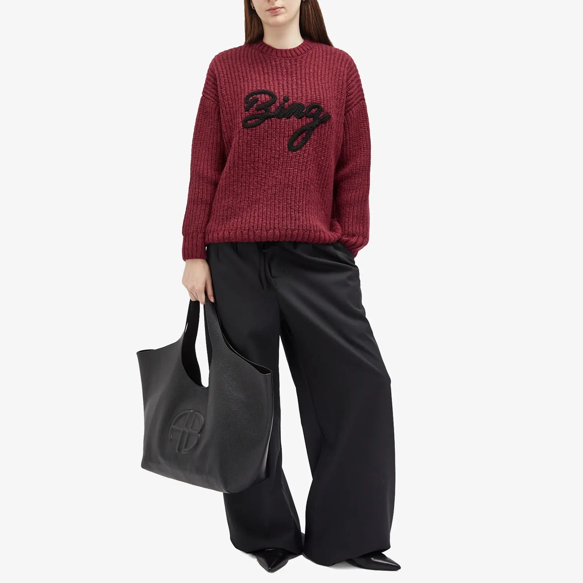 Anine Bing Women's Sydney Crew Jumper Burgundy