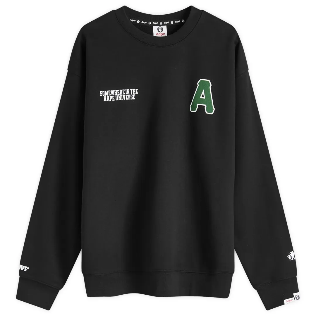 A Bathing Ape AAPE A Logo Sweatshirt Black | AAPSWMB336XXNBKX