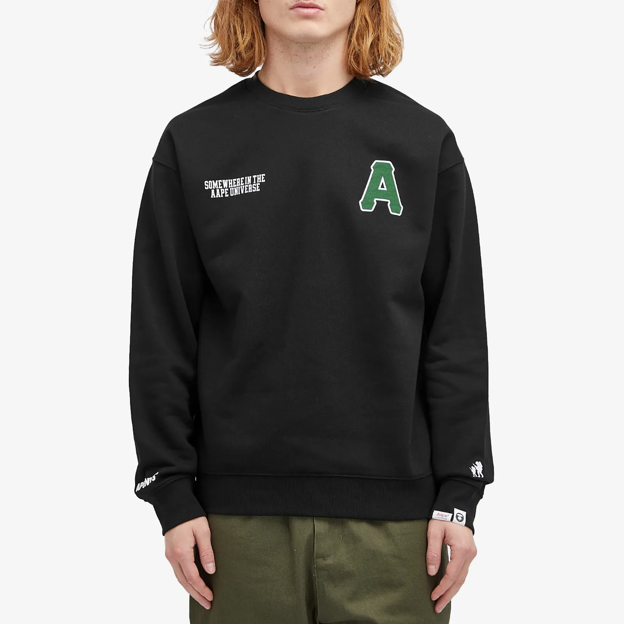 A Bathing Ape AAPE A Logo Sweatshirt Black | AAPSWMB336XXNBKX