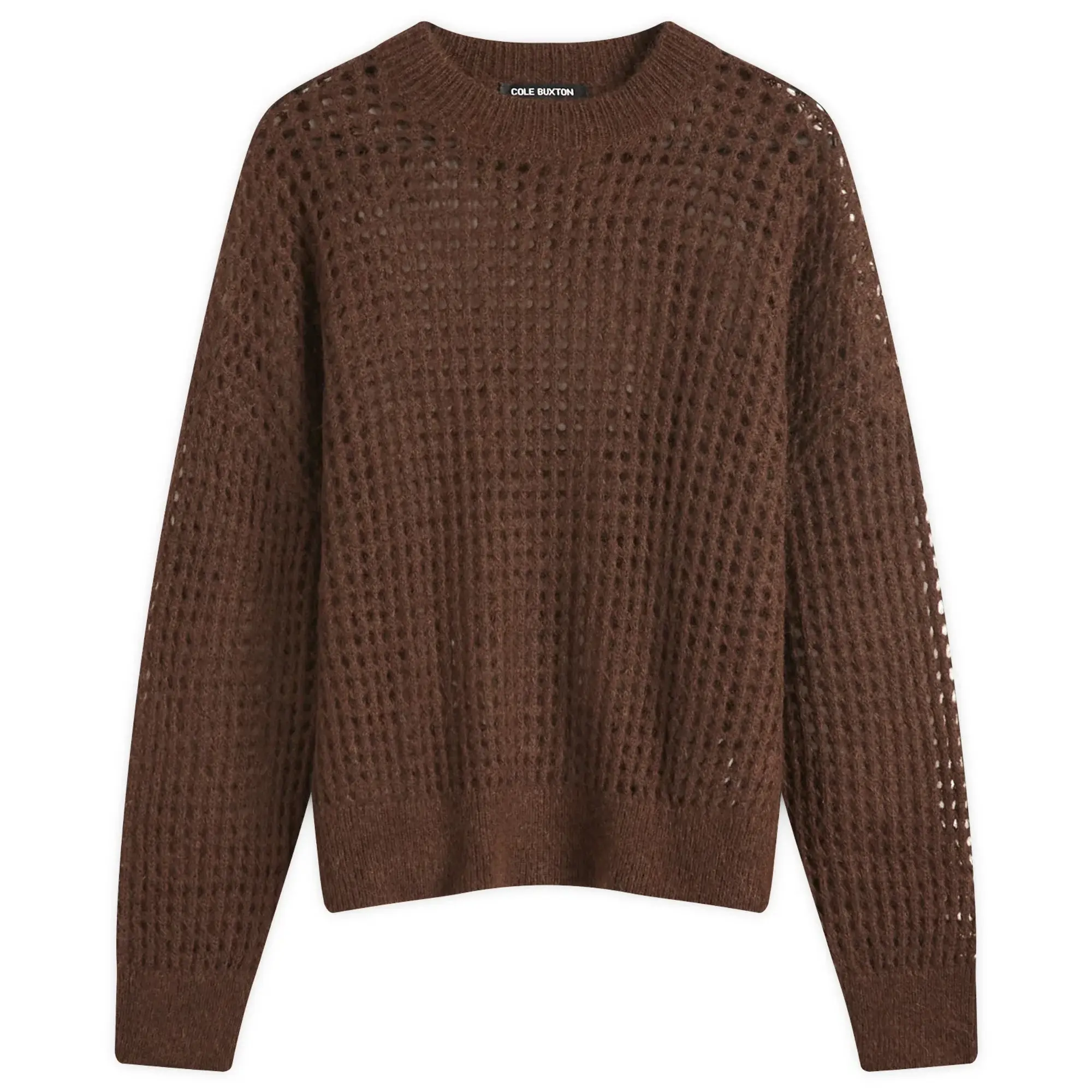 Cole Buxton Men's Open Weave Knitted Jumper Brown