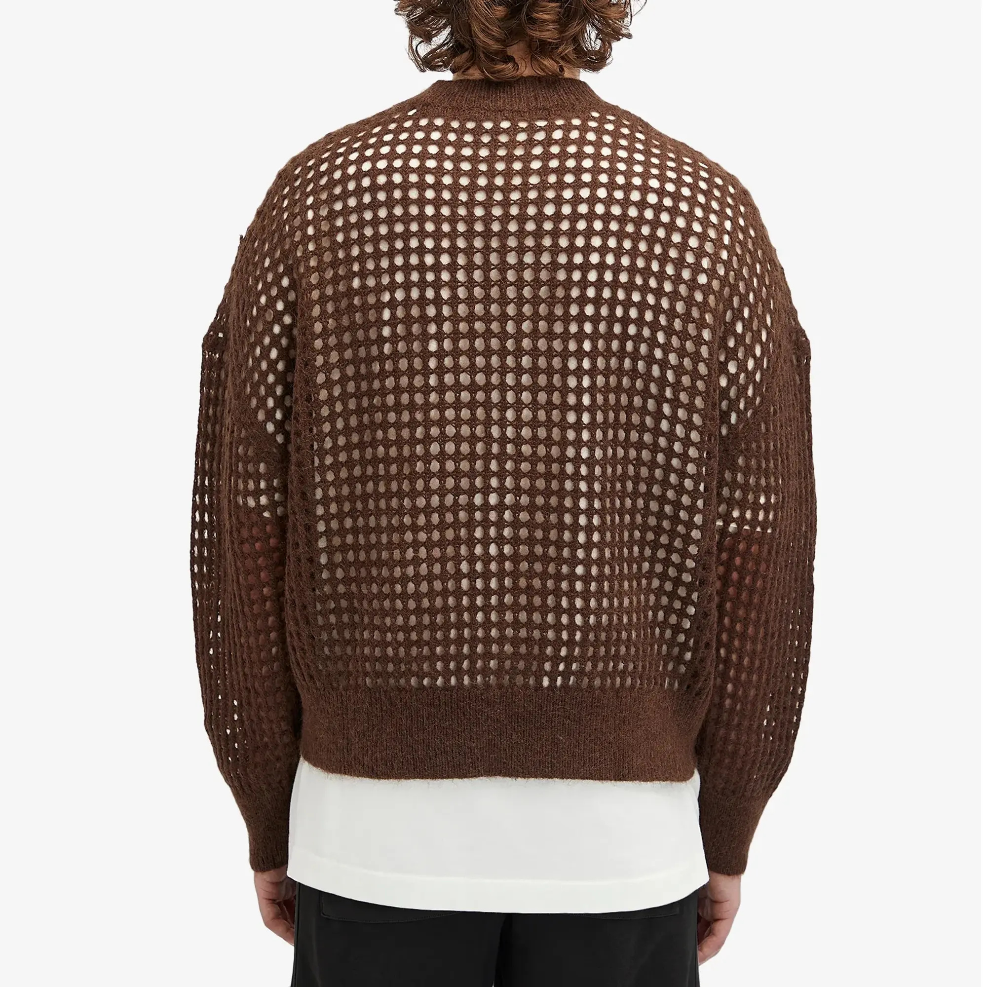 Cole Buxton Men's Open Weave Knitted Jumper Brown