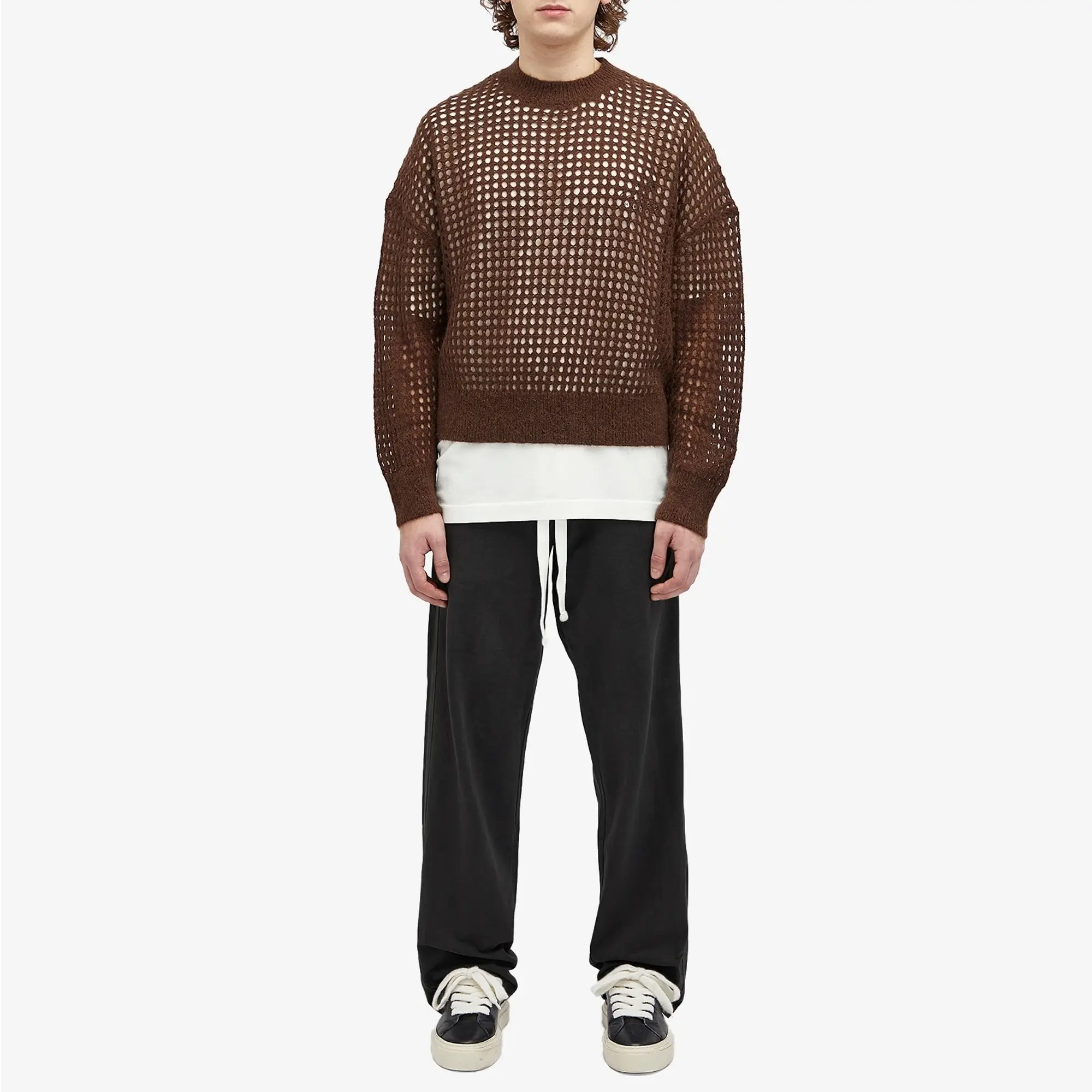 Cole Buxton Men's Open Weave Knitted Jumper Brown