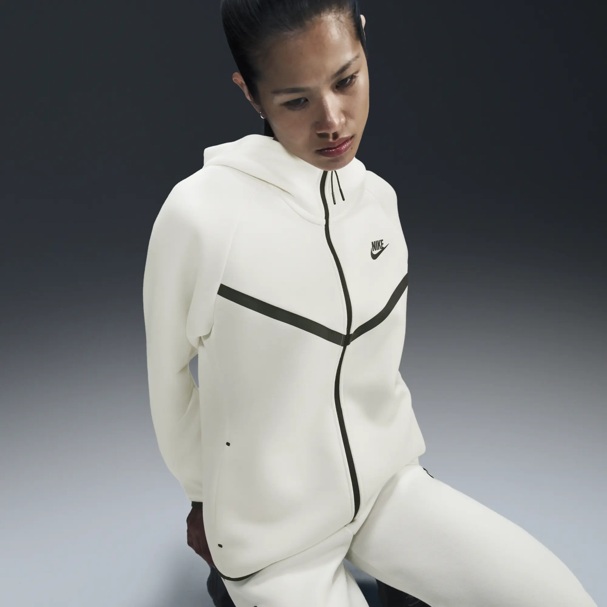 Nike Hoodie Tech Fleece Fz Windrunner - ['White']