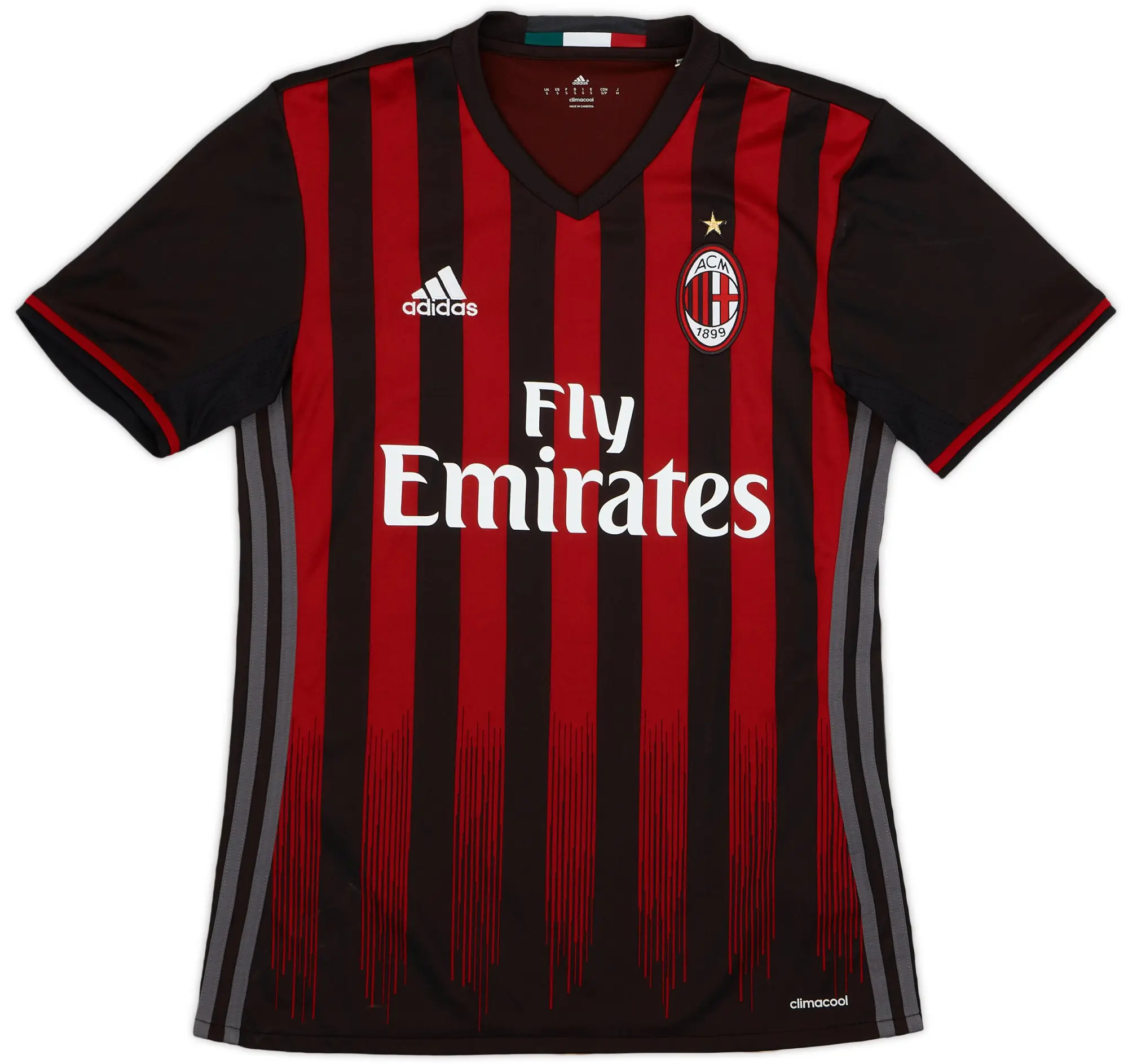 adidas 2016-17 AC Milan Home Shirt - 9/10 - (S)