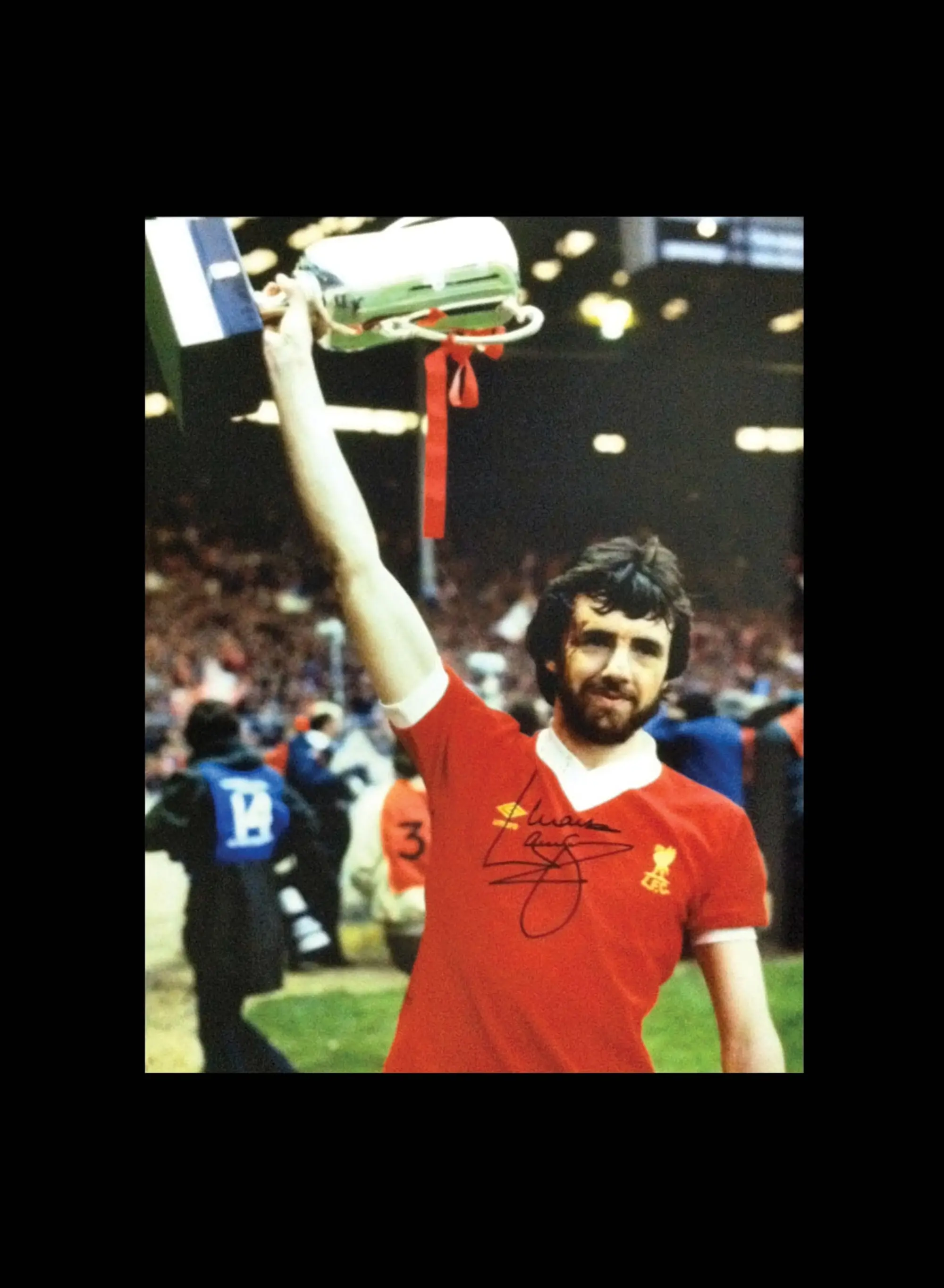 Champion Mark Lawrenson signed Liverpool photo