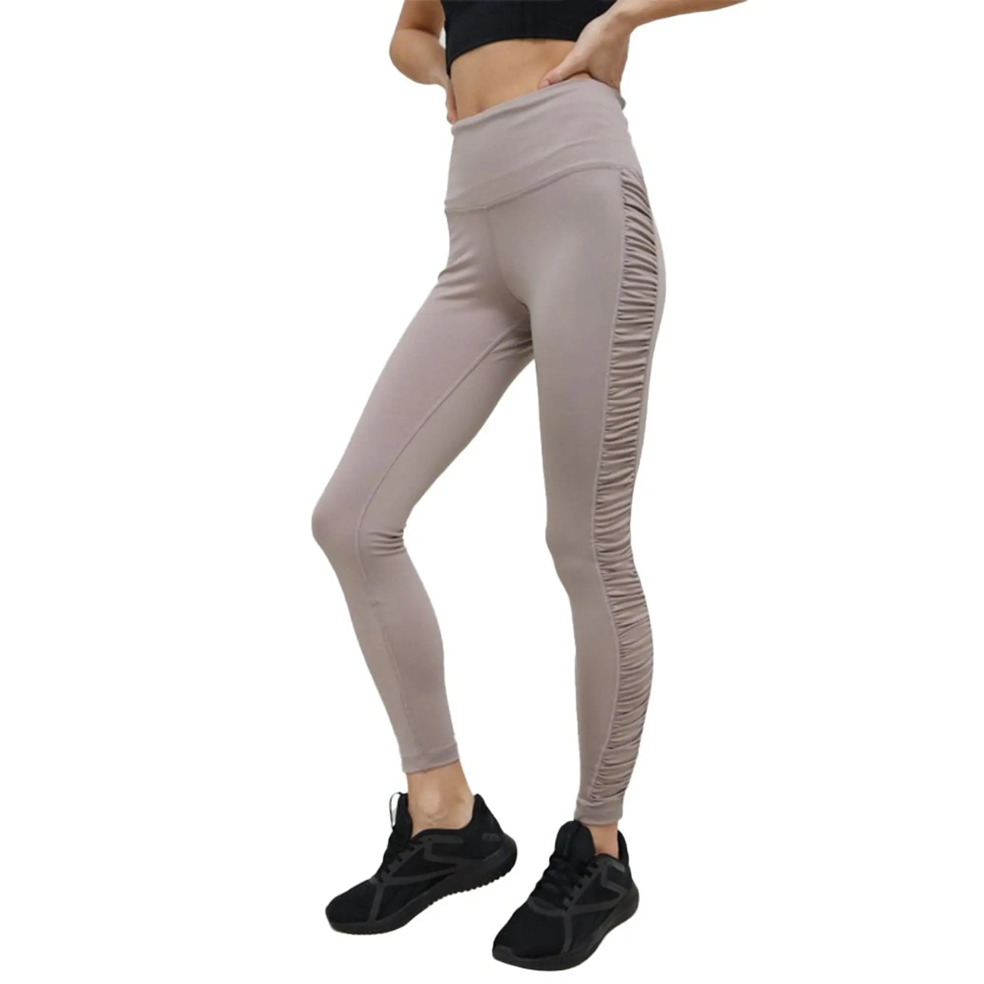 Reebok Bold High-Waisted Ruched Leggings Womens Gym Legging - Grey