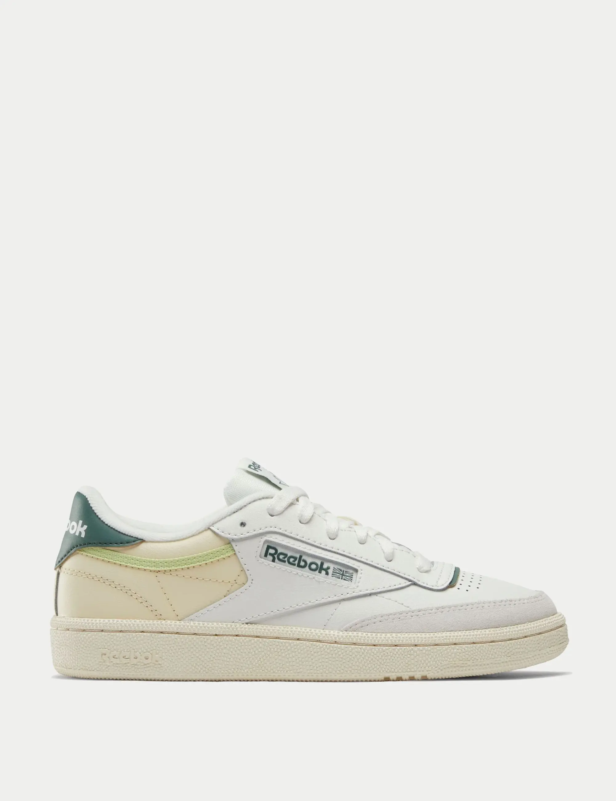 Reebok Women's Club C 85 Trainers - Chalk/Vintage Chalk/Escape Green - UK 8 - White