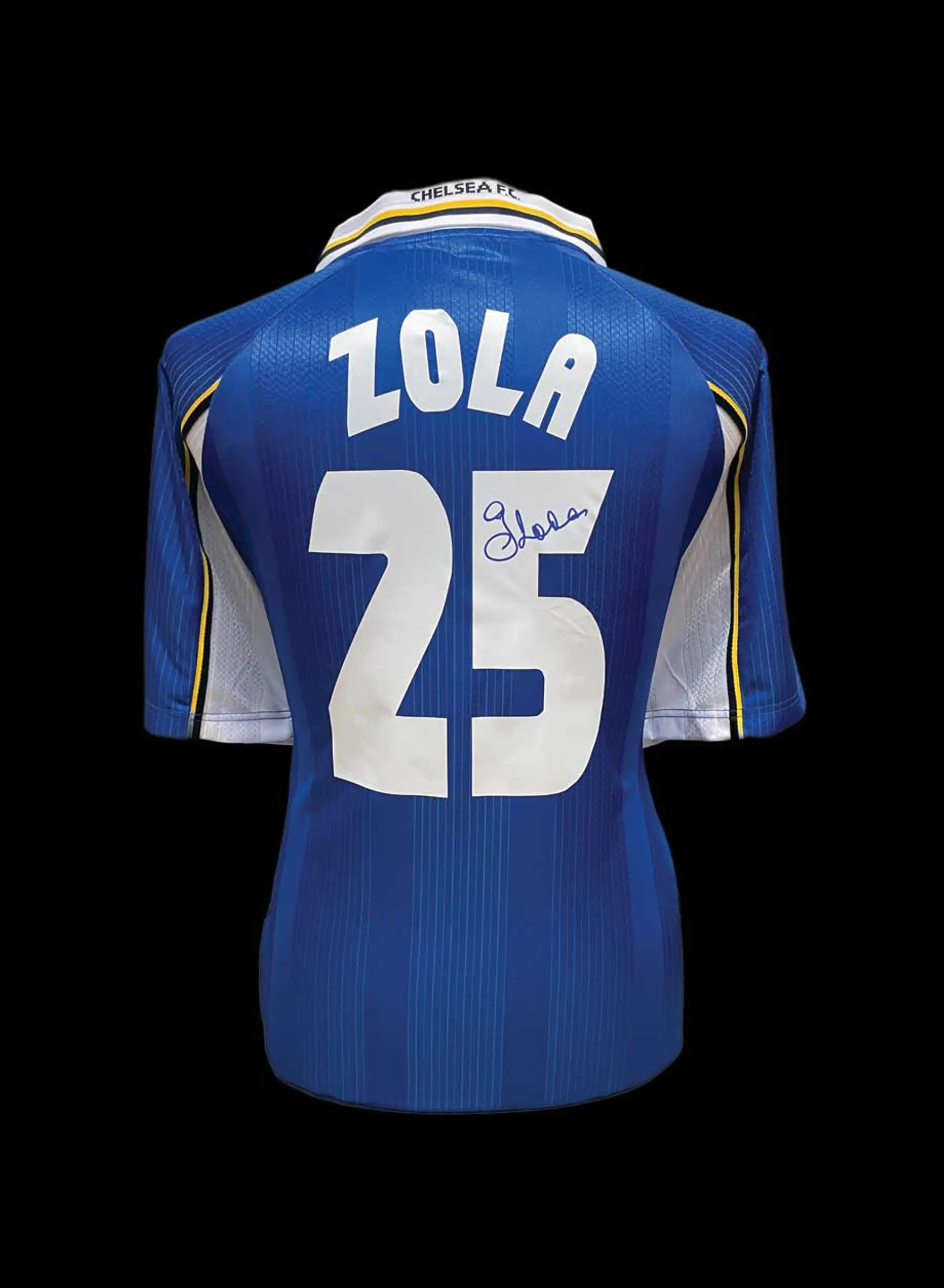 Champion Gianfranco Zola signed Chelsea 1998 ECWC Final shirt.