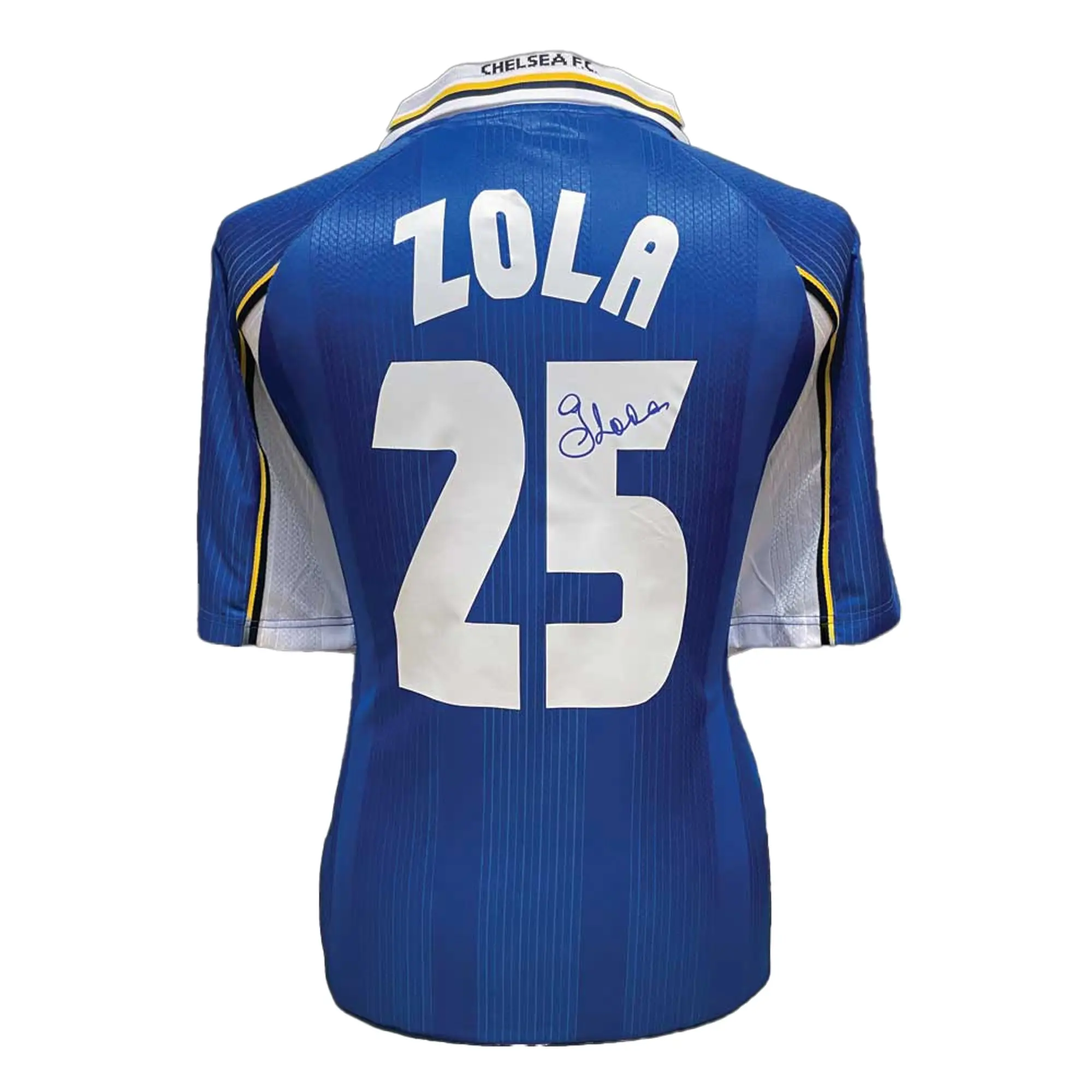 Champion Gianfranco Zola signed Chelsea 1998 ECWC Final shirt.