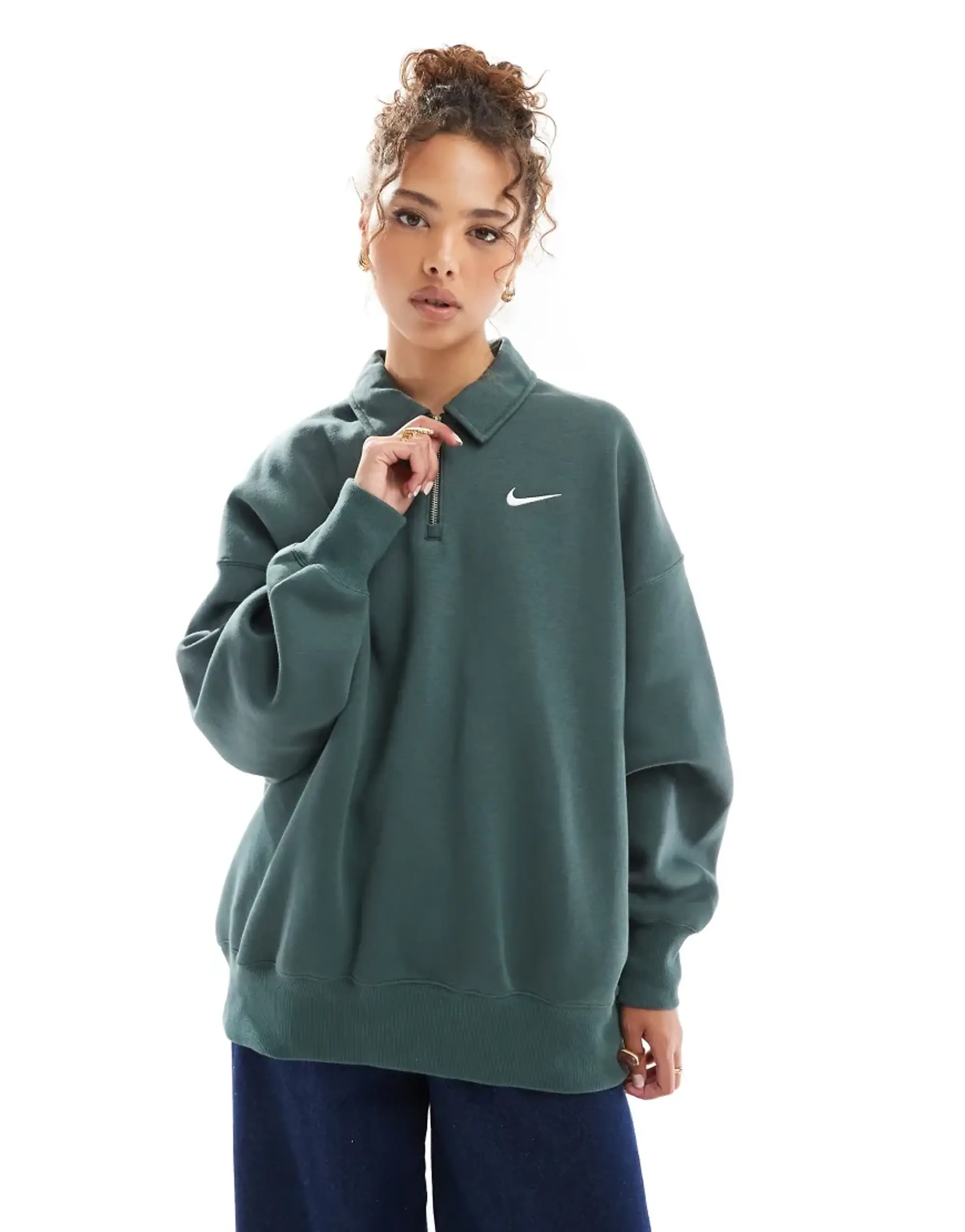 Nike Phoenix Fleece Oversized 1/4 In Vintage Green