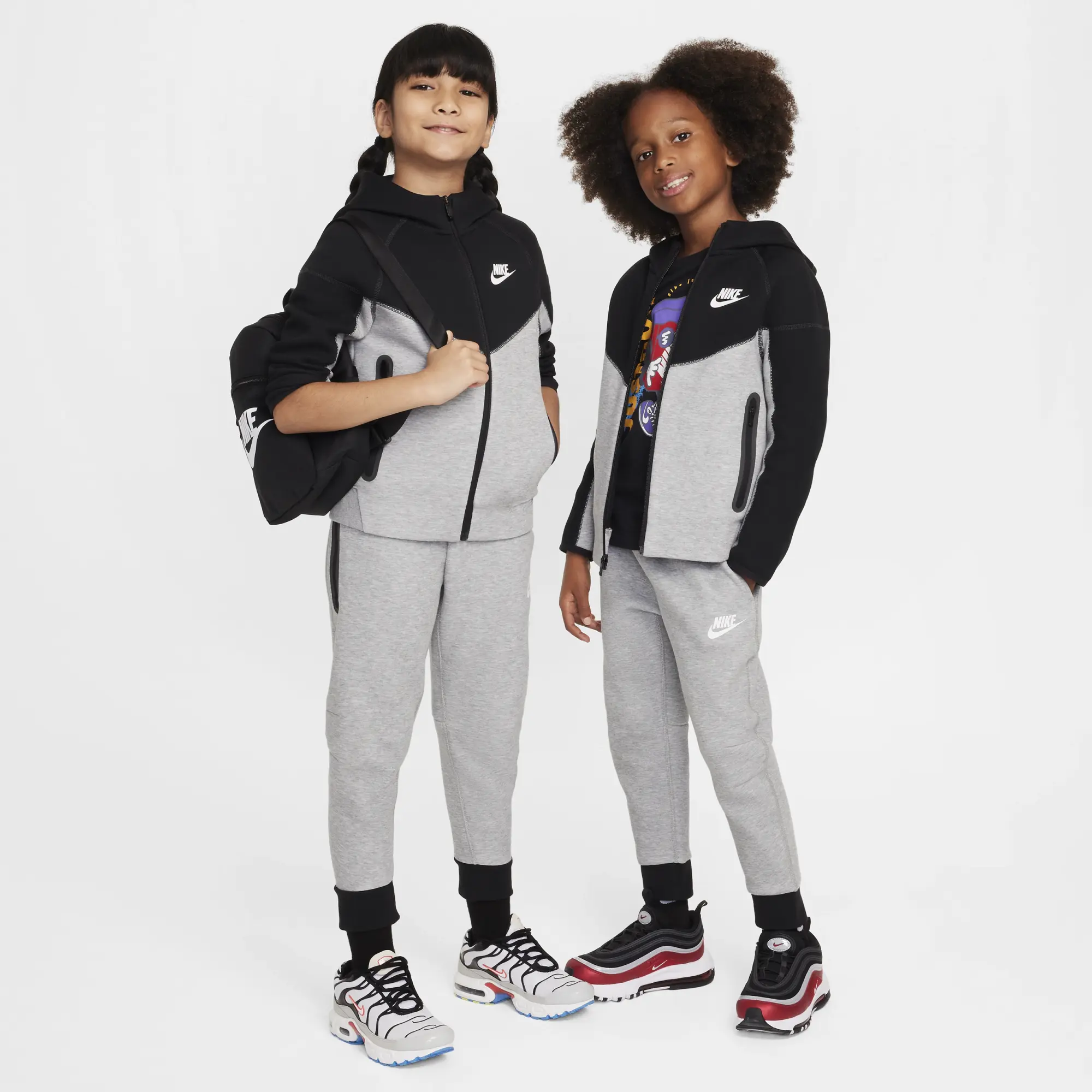 Nike Sportswear Tech Fleece Full-zip Set Younger Kids' 2-Piece Hoodie Set - Grey - Cotton