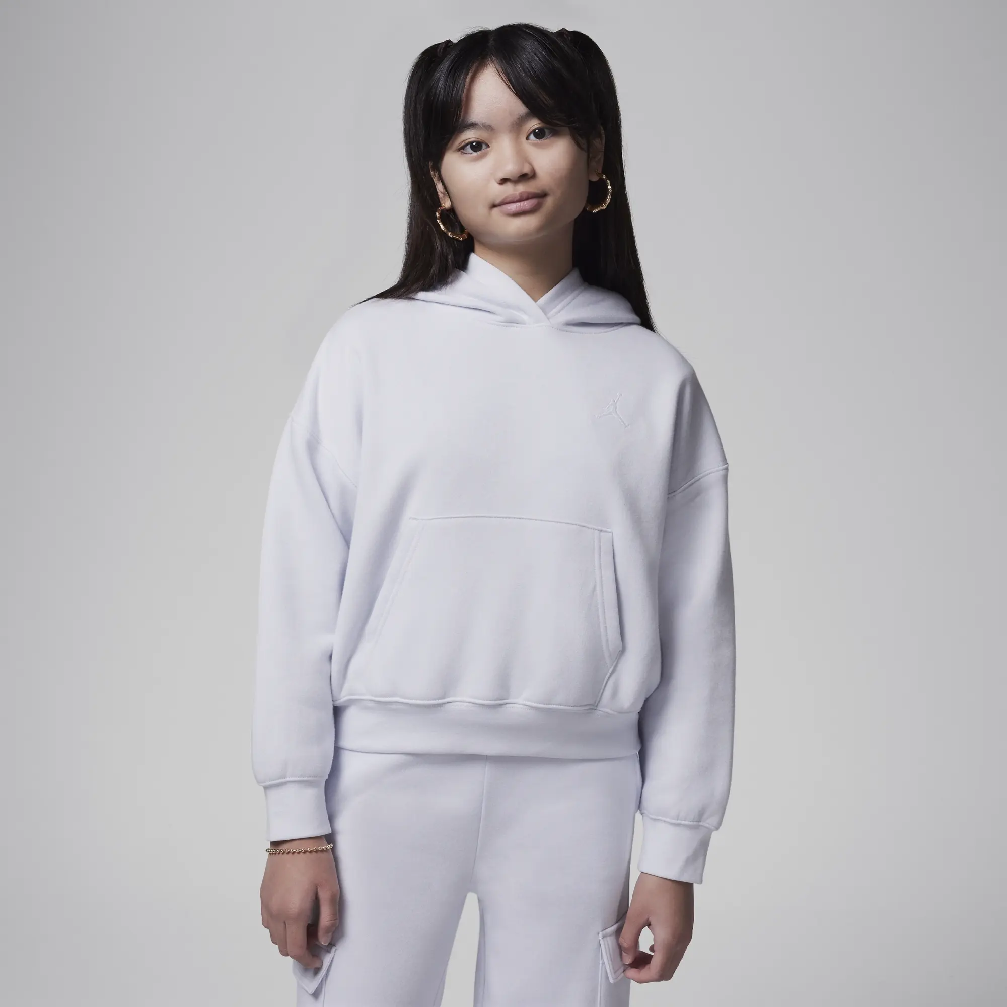 Nike Jordan Brooklyn Essentials Older Kids' Pullover Hoodie - Grey - Cotton