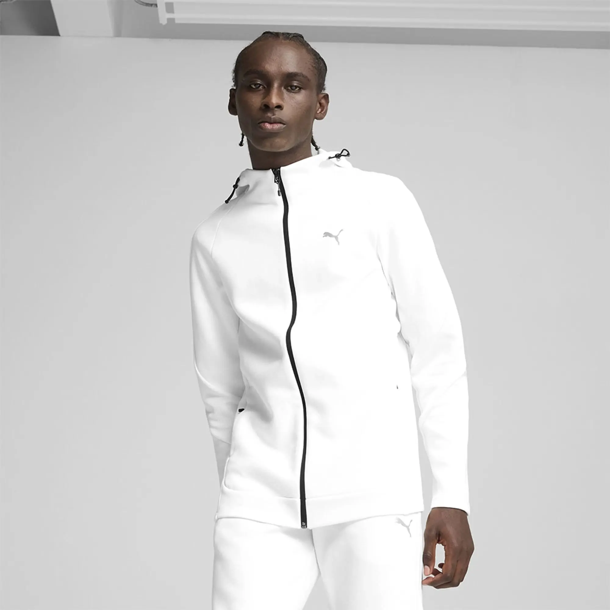 Puma  EVOSTRIPE FULL ZIP HOODIE  men's Tracksuit jacket in White