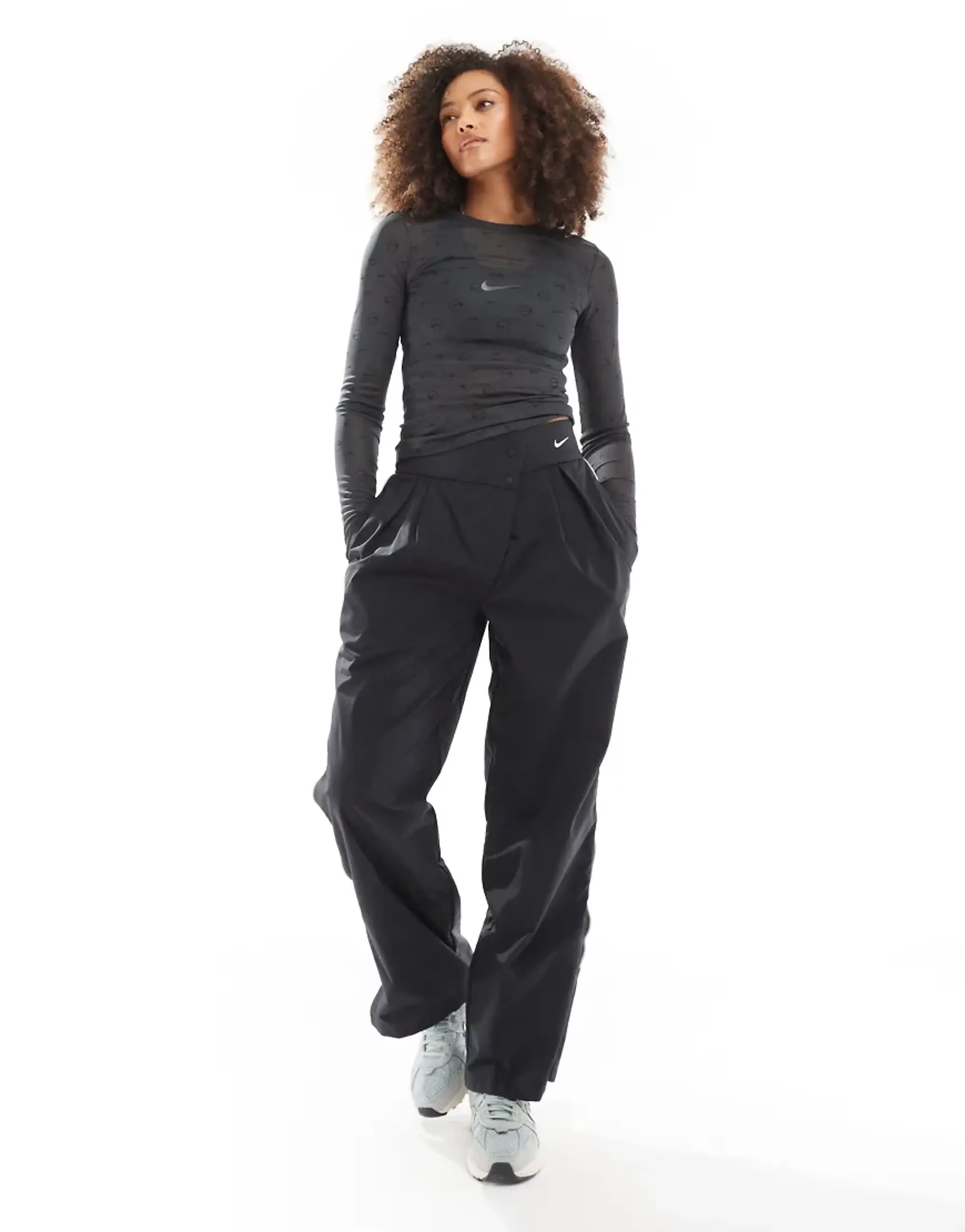 Nike Swoosh Asymetric Trousers In Black