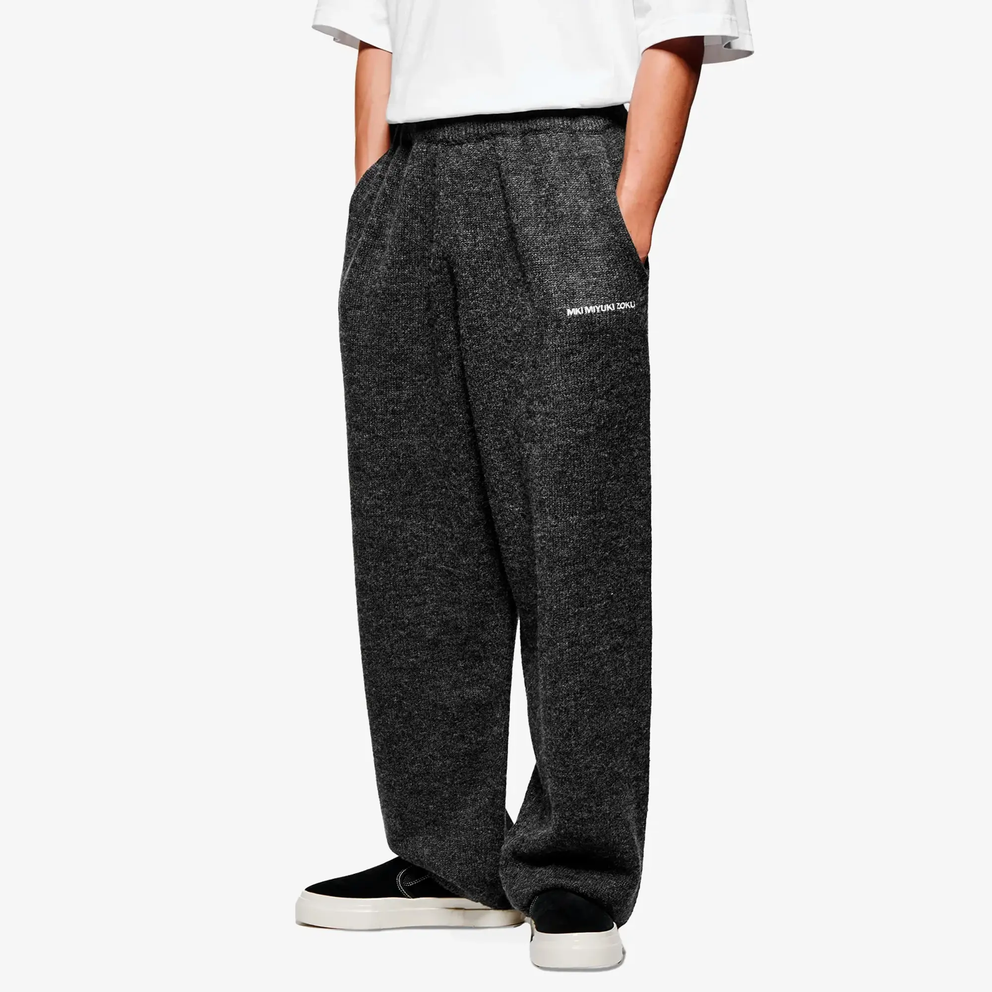 MKI Men's Mohair Blend Knit Wide Leg Joggers Charcoal