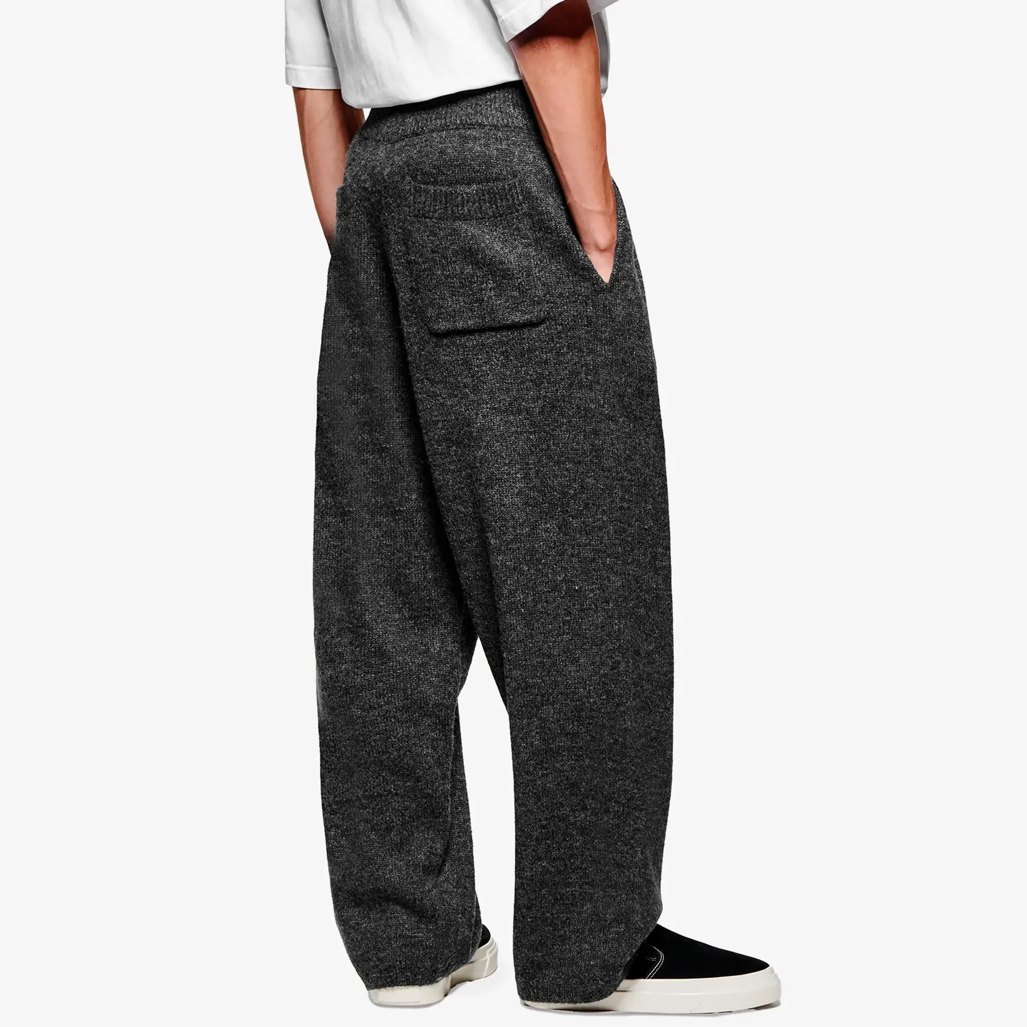MKI Men's Mohair Blend Knit Wide Leg Joggers Charcoal