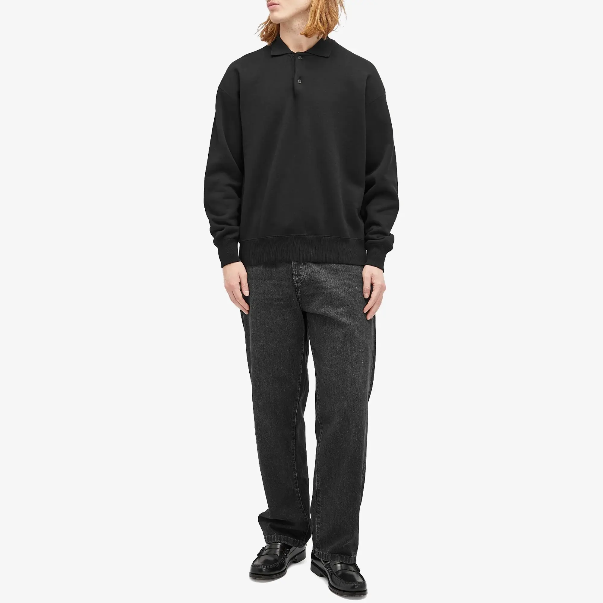 Auralee Men's Super Soft Polo Sweat Black
