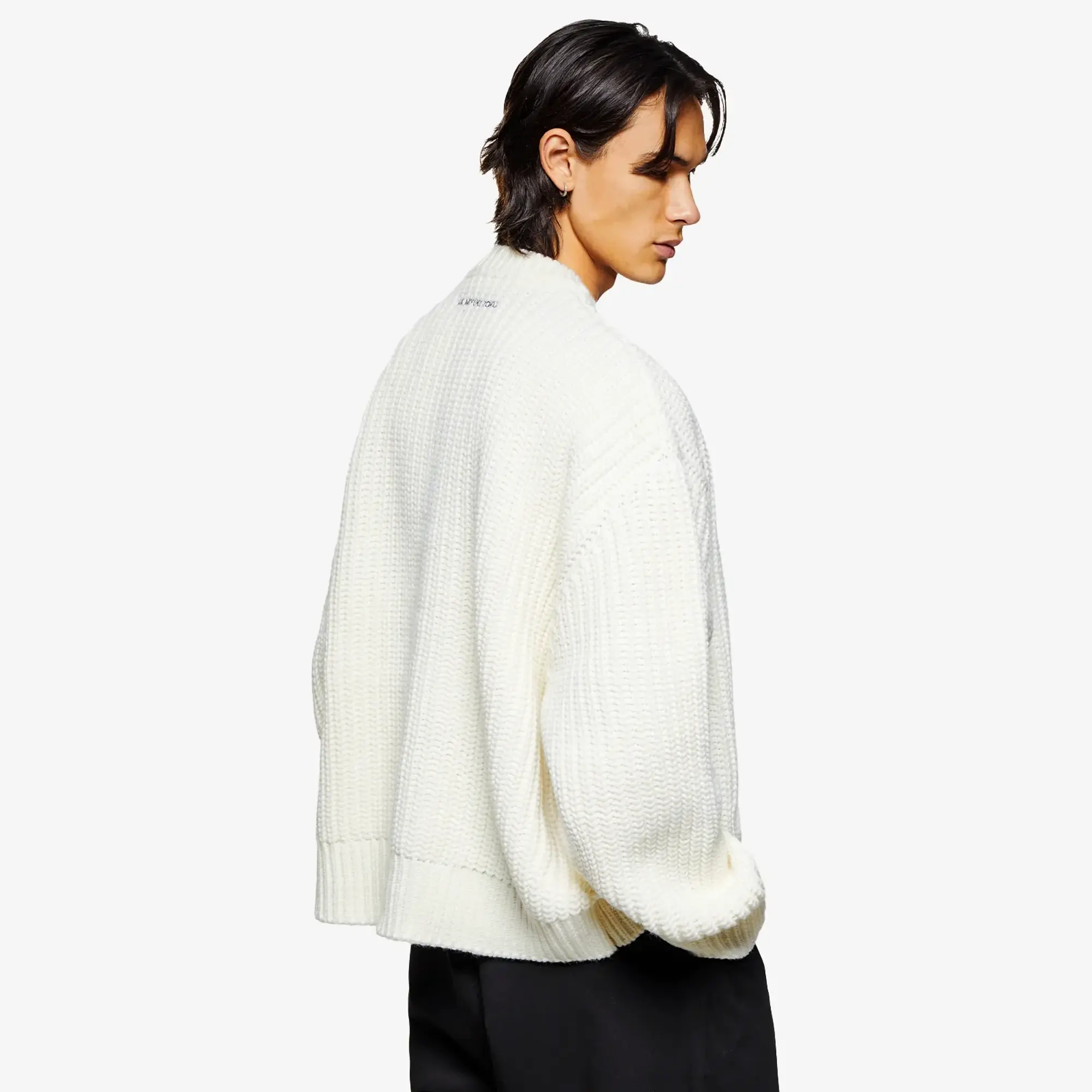 MKI Men's Chunky Rib Knit Crewneck Off White